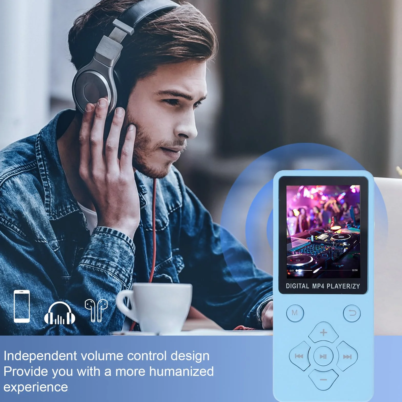 Odtwarzacz Muzyczny 32 GB, Odtwarzacz MP3 i Mp4 z Bluetooth 5.0 i Kolorowym Ekranem 1,8 Cala, Cyfrowe Odtwarzacze Audio, Odtwarzacz Muzyczny z Dźwiękiem HiFi, Najwyższej Jakości