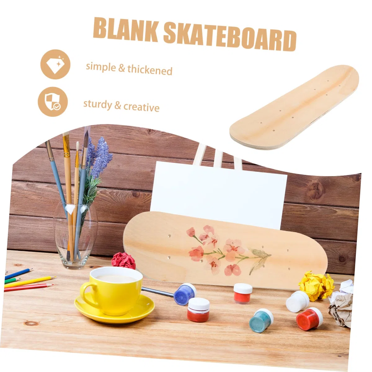 Toddmomy Niedokończona Drewniana Do Skateboardu z Warstwowego Klonu Pusta Powierzchnia Do Graffiti Dwustronna i Trwała Idealna DIY dla Chłopiec Dziewczynka i Młodzieży