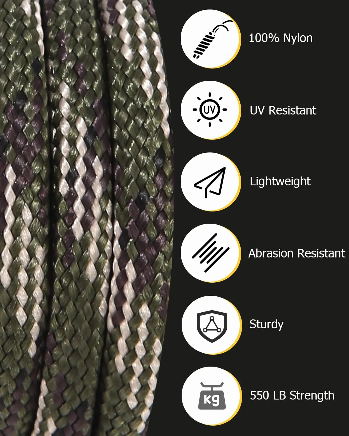 48 m Paracord 4 mm, odporna na rozerwanie, 100% nylonowa, 9 rdzeni, linka Paracord, 4 sztuki x 12 m, zestaw Paracord, wytrzymuje do 280 kg, odporna na warunki atmosferyczne, do survivalu, na
