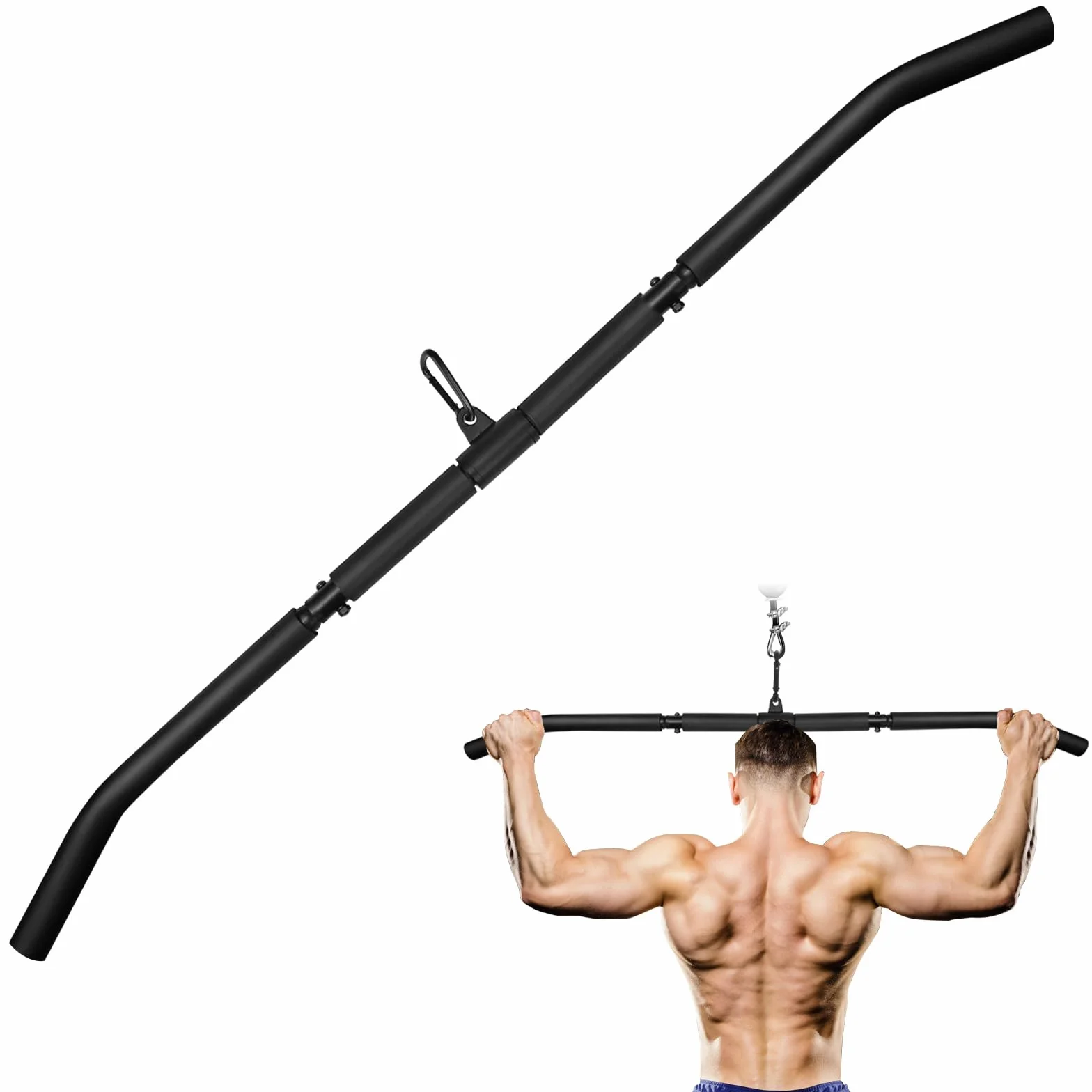 Lat Pull Down Bar, Obrotowy Prosty Bar Domowa Siłownia Kabel Maszyna Mocowanie Pulldown Biceep Tricep Bar