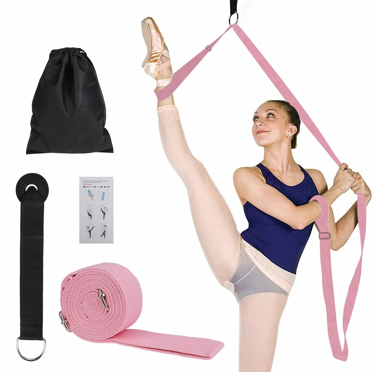 MaoXinTek Pasek do rozciągania jogi, Baletowe paski fitness Elastyczny pas, regulowany ściągacz do rozciągania nóg, idealny do tańca, gimnastyki, Taekwondo