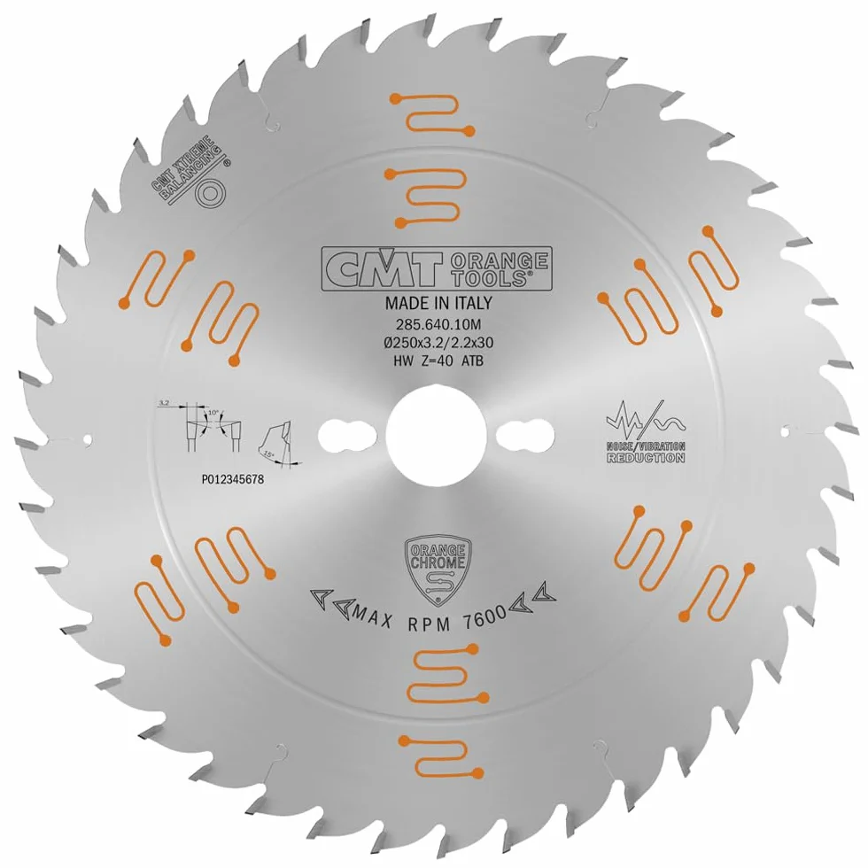 CMT Orange Tools brzeszczot do piły tarczowej HW 250 x 3,2/2,2 x 30 Z40 15ATB chromowany