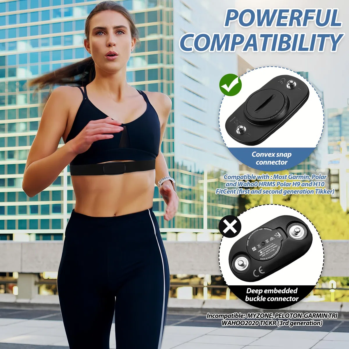 Pasek wymienny do paska piersiowego ANT+ i Bluetooth Polar H9, kompatybilny z Coospo, Wahoo, uniwersalny rozmiar M-XL (65-95 cm), niezawodne monitorowanie tętna