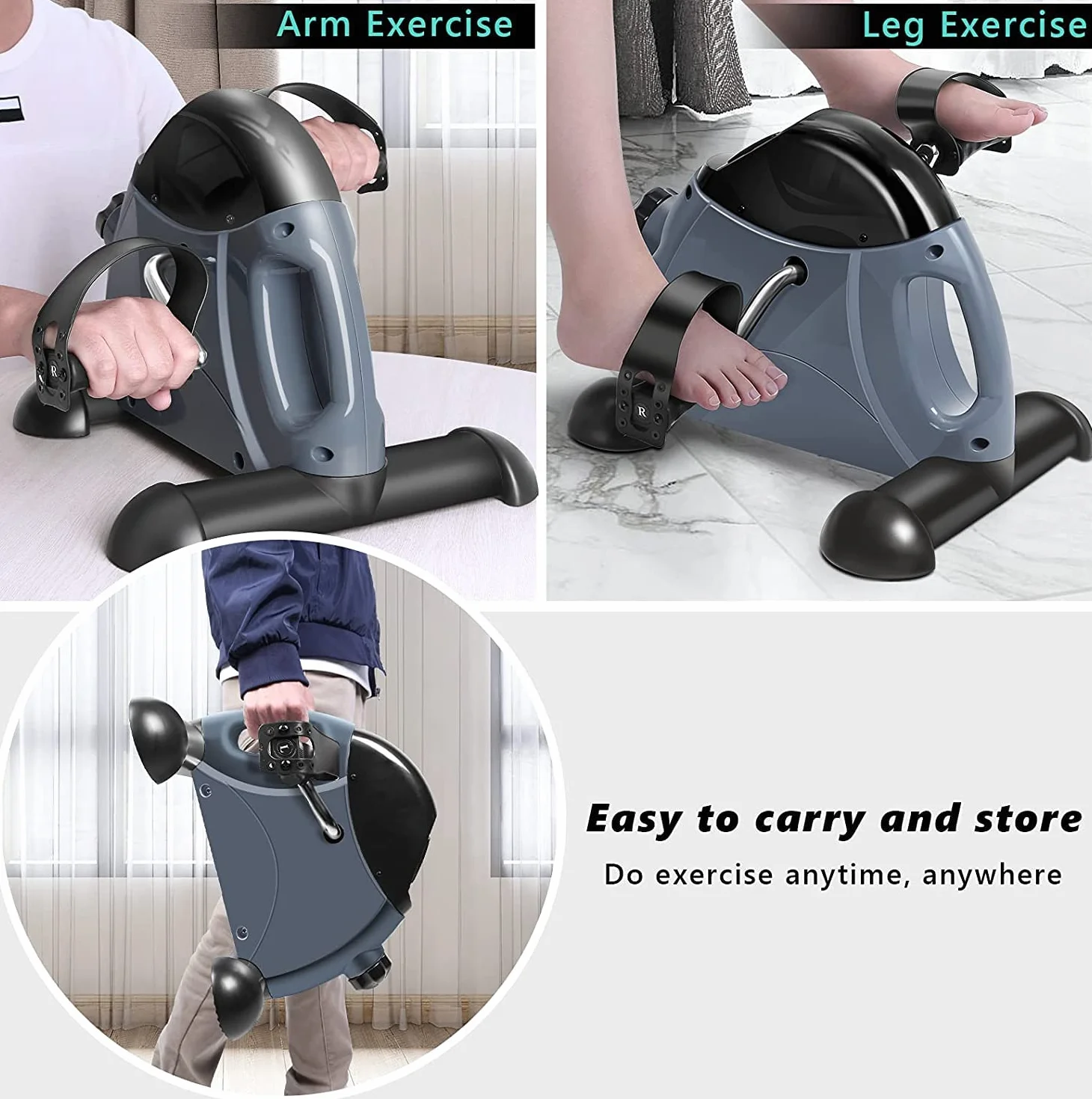 EVOLAND Mini rower treningowy, przenośny statyczny, przyrząd do ćwiczeń nóg i ramion