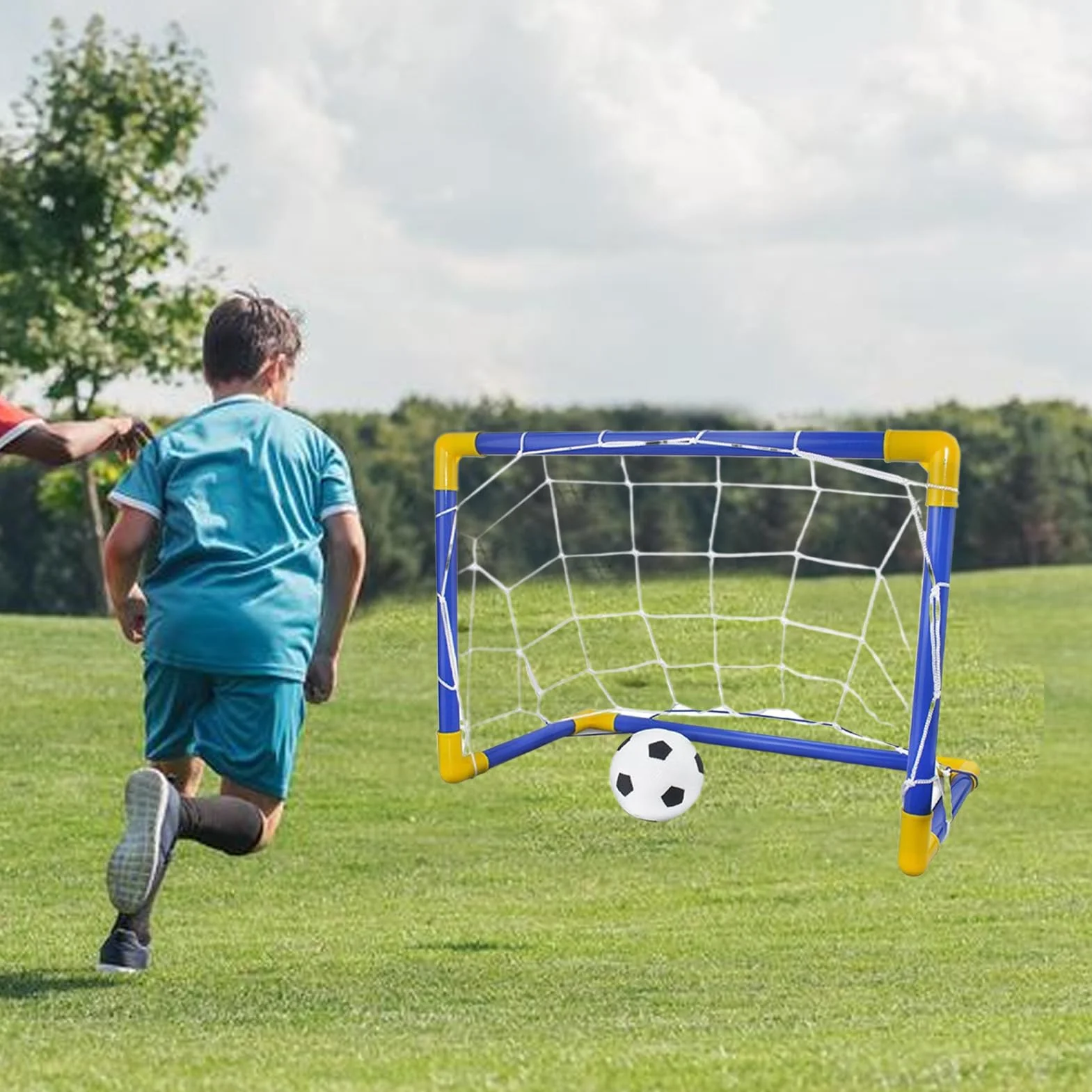Soccer Net, Training Target, Portable Foldable Design, Durable Frame Construction, Football Goal, Ideal for Kids Practice, Indoor Drills, Outdoor Games, Backyard Skills Development