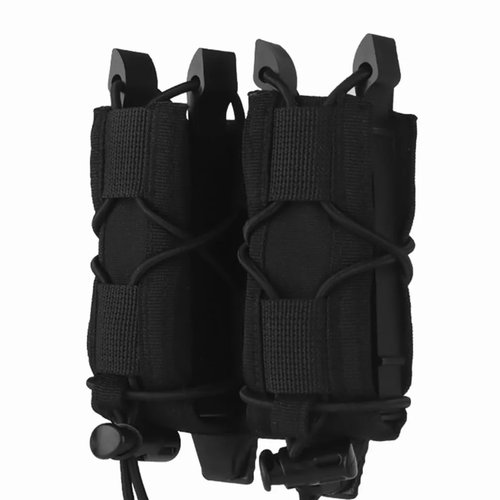 Tatical 9MM 1911 Kabura Na Magazynek Uniwersalny Montowany Na Pasku Bungee Retention Airsoft Podwójny Pistolet MAG Etui MOLLE Podwójny Stos (Color : BK)