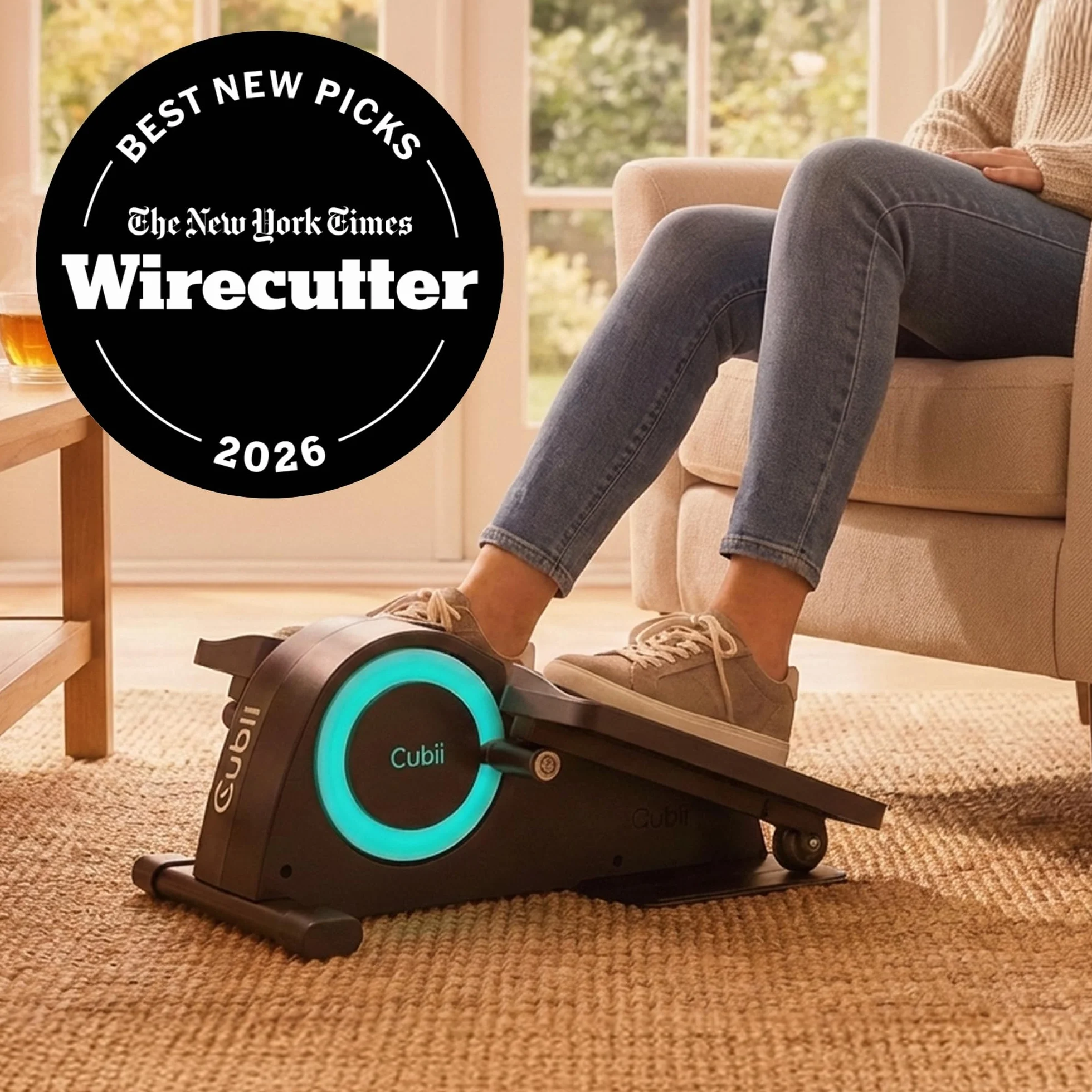 Cubii Junior Under Desk Elliptical Pedal Exerciser with Built In Display, Adjustable Resistance