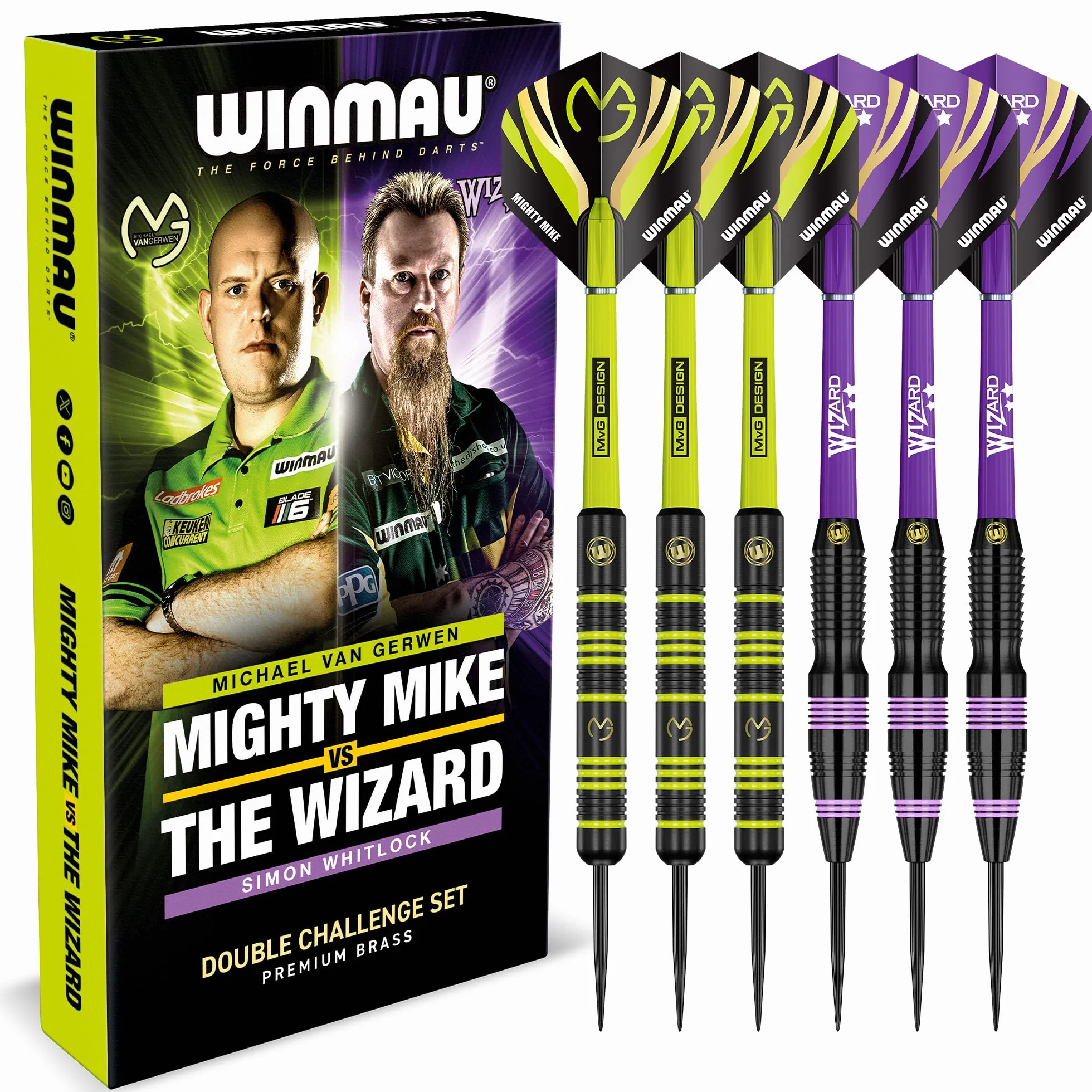 WINMAU Darts Michael Van Gerwen vs Simon Whitlock Zestaw podwójny 22g rzutki mosiężne ze stalowymi końcówkami