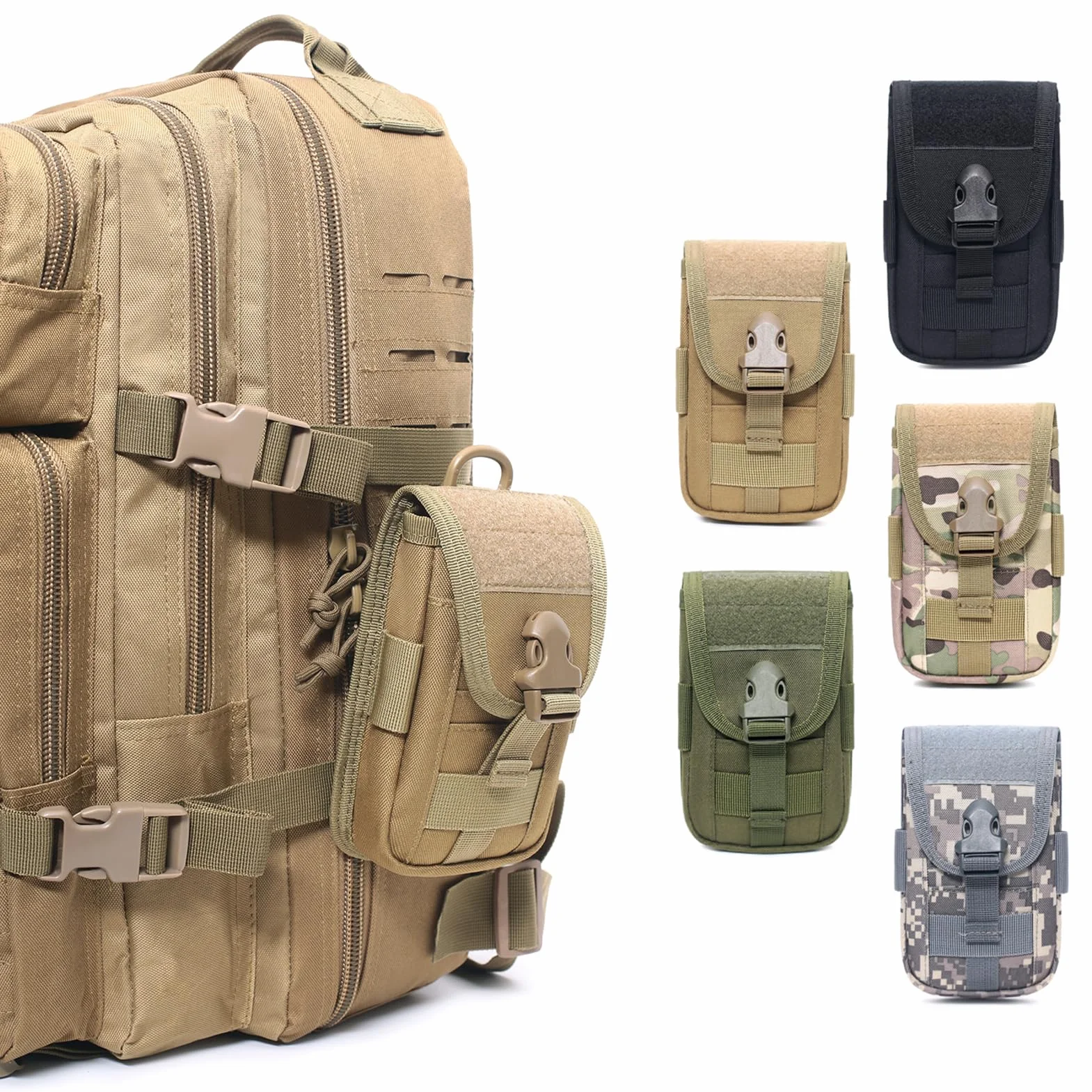 Azarxis Taktyczna torba EDC, Molle Pouch, torba wojskowa, torba na telefon komórkowy, kompaktowa torba na kemping, wędrówki, jazdę na rowerze, wspinaczkę