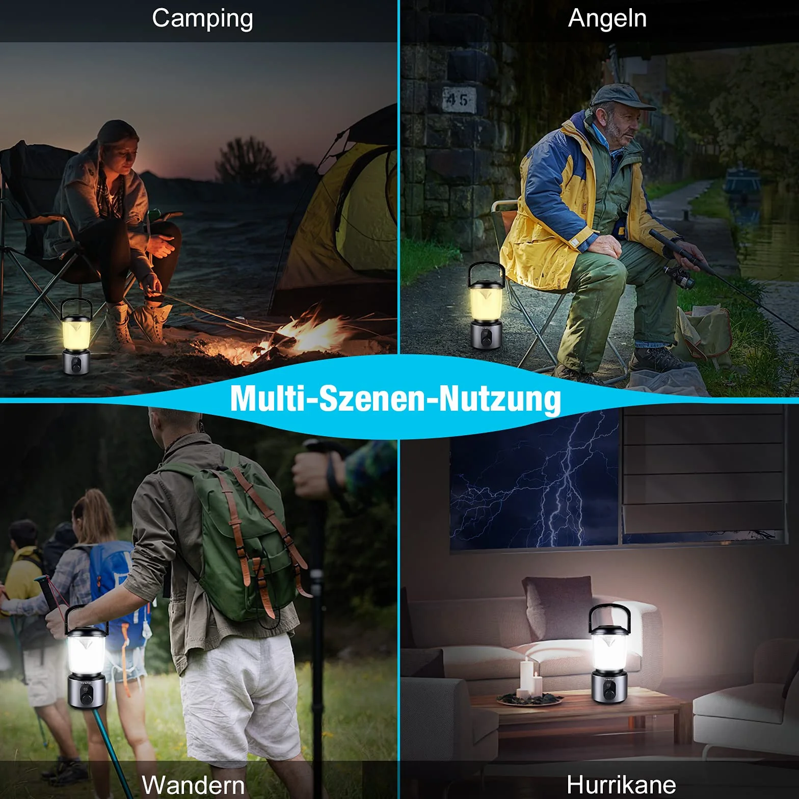 Yonktoo Lámpara de camping 10400 mAh recargable aleación de aluminio 5 modos luz pantalla LCD impermeable