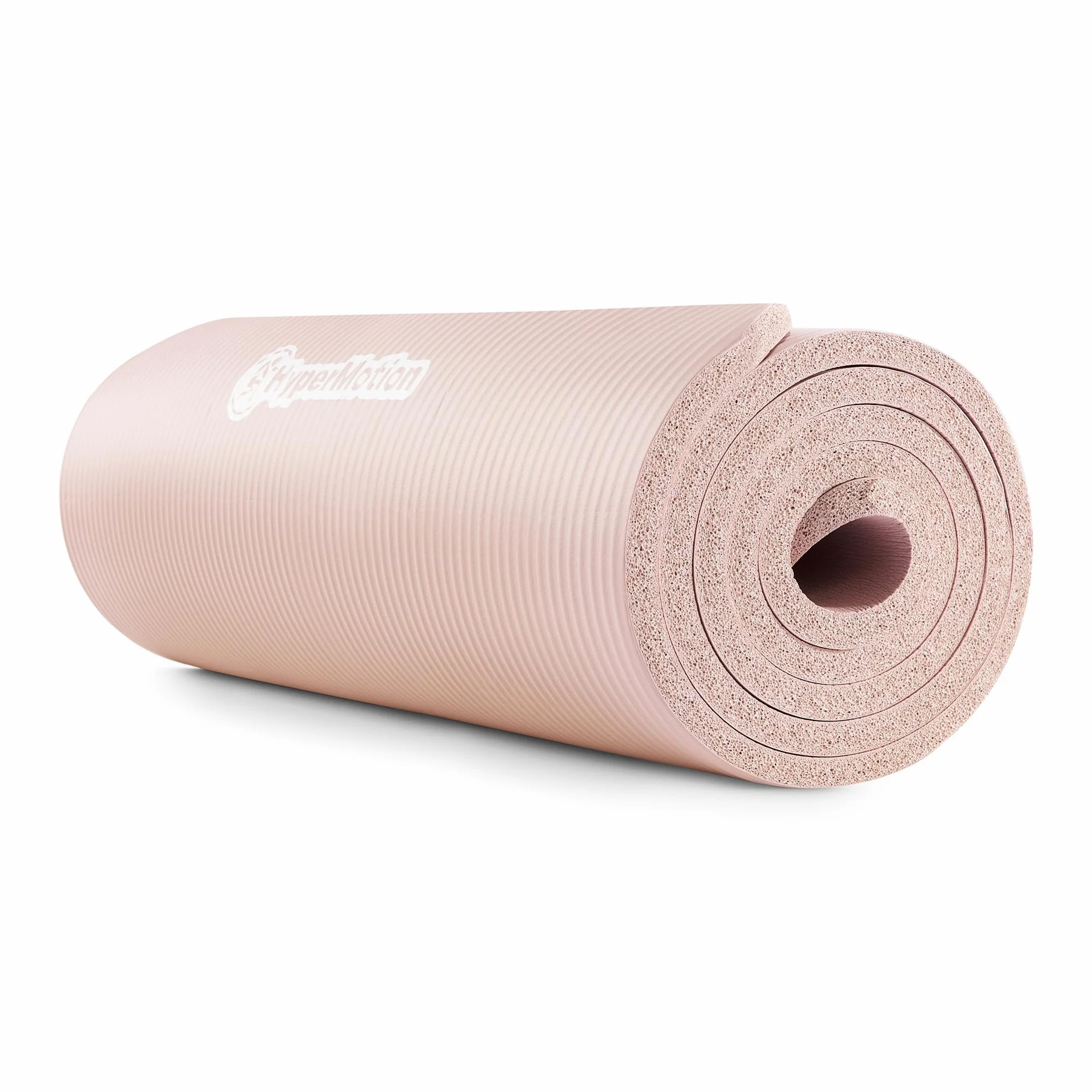 HyperMotion Mata do Ćwiczeń Fitness i Jogi NBR 183x61x1,5 cm Brudny Róż, Antypoślizgowa 15 mm, z Paskiem do Ćwiczeń i Przenoszenia, Gruba Mata do Jogi, Pilates i Stretchingu