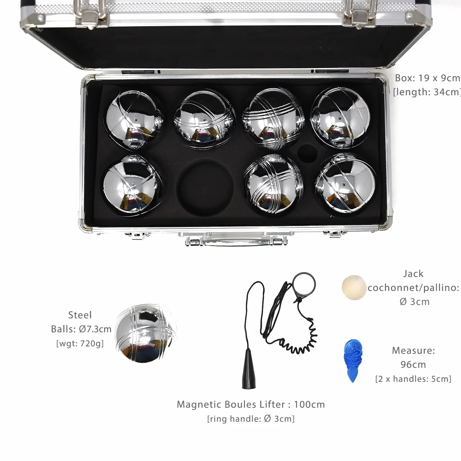 Big Game Hunters Zestaw 4 graczy Premium Boules/Petanque z nierdzewną ochroną w wysokiej jakości metalowym pudełku