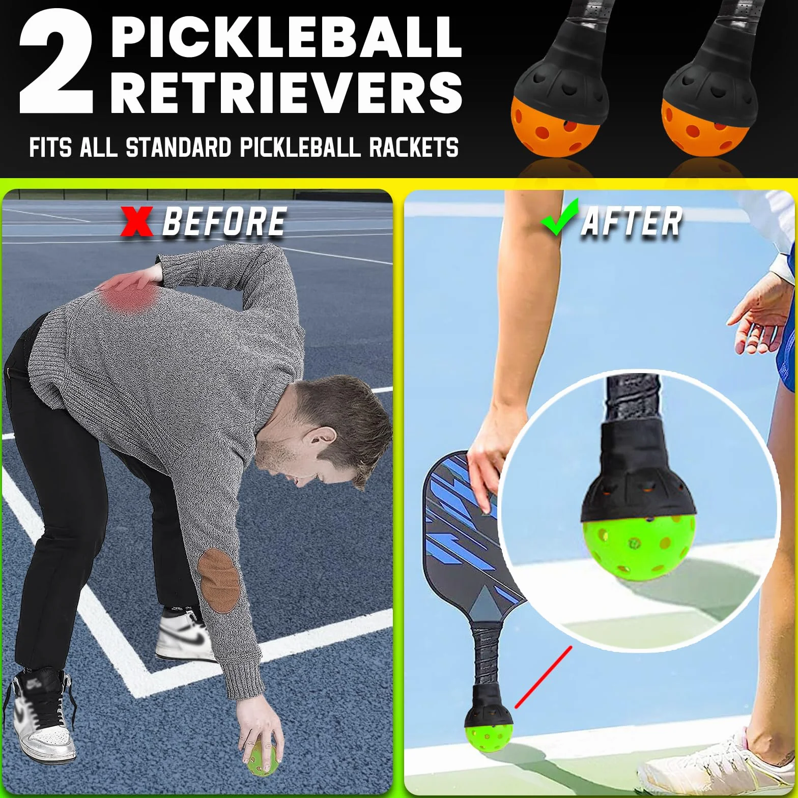 Zewnętrzne piłki do pickleballu, 40 otworów z torbą z siatki i 2 zbieraczami piłek, wysokie odbicie USAPA i trwałe do wszystkich stylów rakiet śnieżnych i boiska do pickleballa