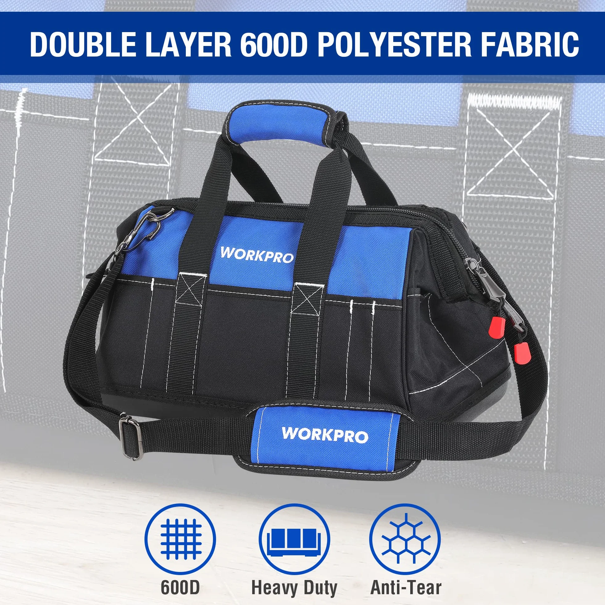 WORKPRO Torba narzędziowa 40 cm wodoodporna z kieszeniami