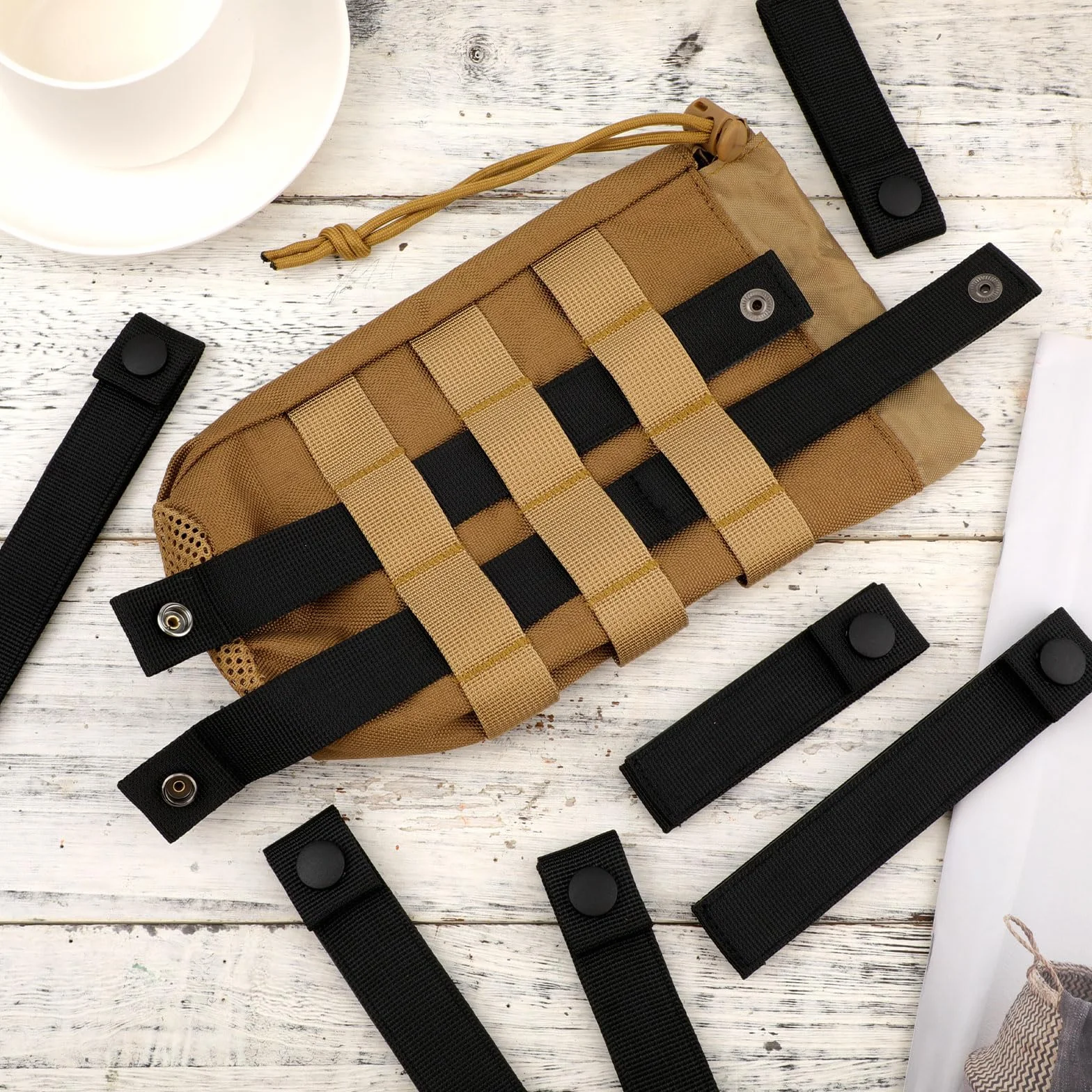 Paski MOLLE 8 Sztuk Nylon Pasek Mocujacy Wytrzymale Zatrzaskowy Klamra