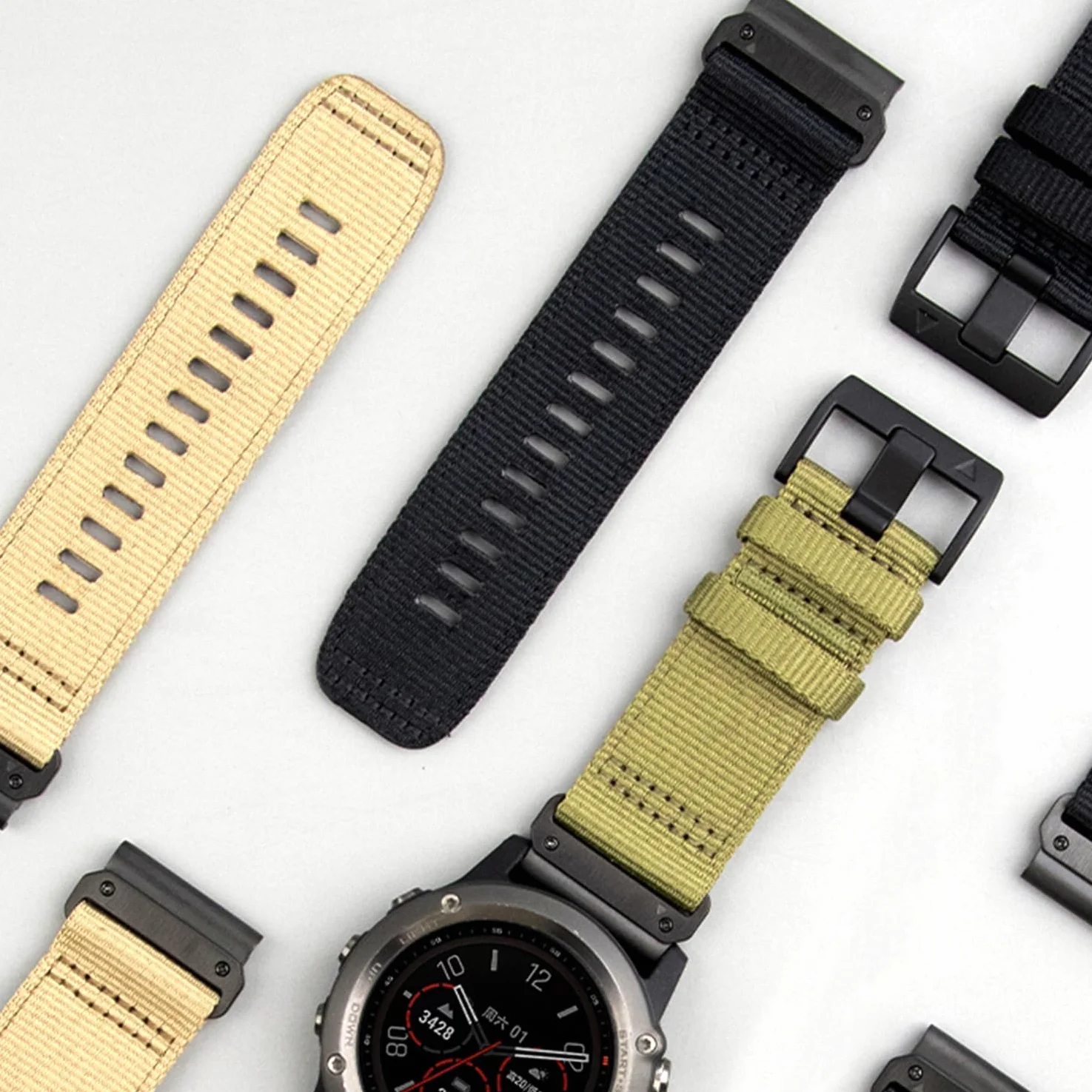 YOOSIDE Wytrzymały nylonowy pasek do zegarka Garmin Fenix 7X / Fenix 6X / Fenix 5X / Enduro, szybkie dopasowanie, 26 mm, regulowany, tkany, nylonowy, sportowa opaska na nadgarstek z zapięciem ze stali