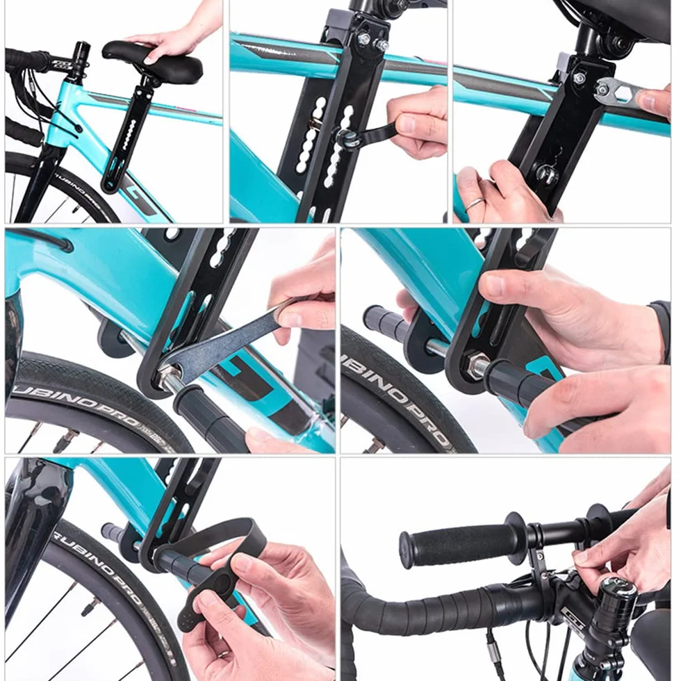ADDLIVE Fotelik rowerowy dla dzieci, przedni montaż fotelika rowerowego dla dzieci, siodełko rowerowe MTB, przednia kierownica rowerowa z pedałem dla dzieci w wieku 2-6 lat, zdejmowany przenośny fotel