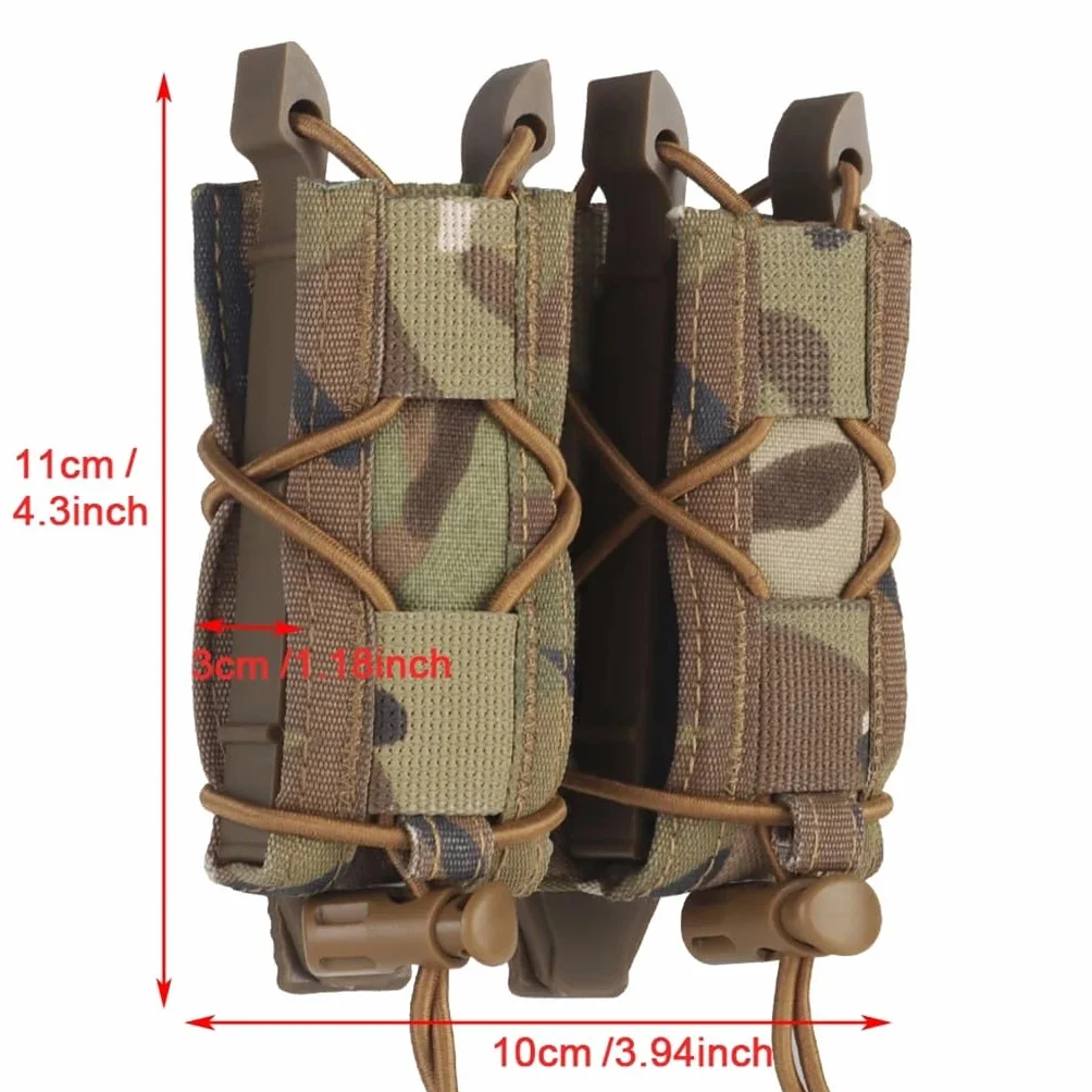 Tatical 9MM 1911 Kabura Na Magazynek Uniwersalny Montowany Na Pasku Bungee Retention Airsoft Podwójny Pistolet MAG Etui MOLLE Podwójny Stos (Color : BK)