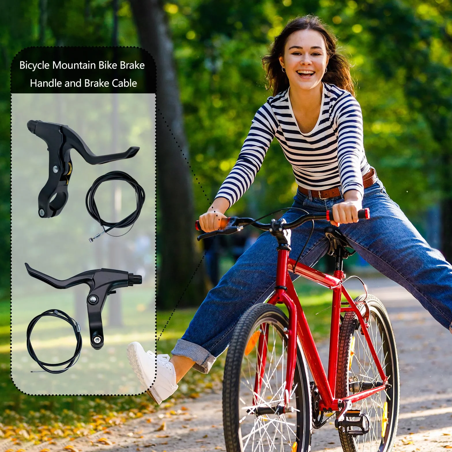 Zestaw 2 Dźwigni Hamulcowych Rowerowych z Linkami, V-Brake i Mechaniczne Hamulce Tarczowe, Aluminiowe Klamki Hamulca, MTB BMX Rower Miejski