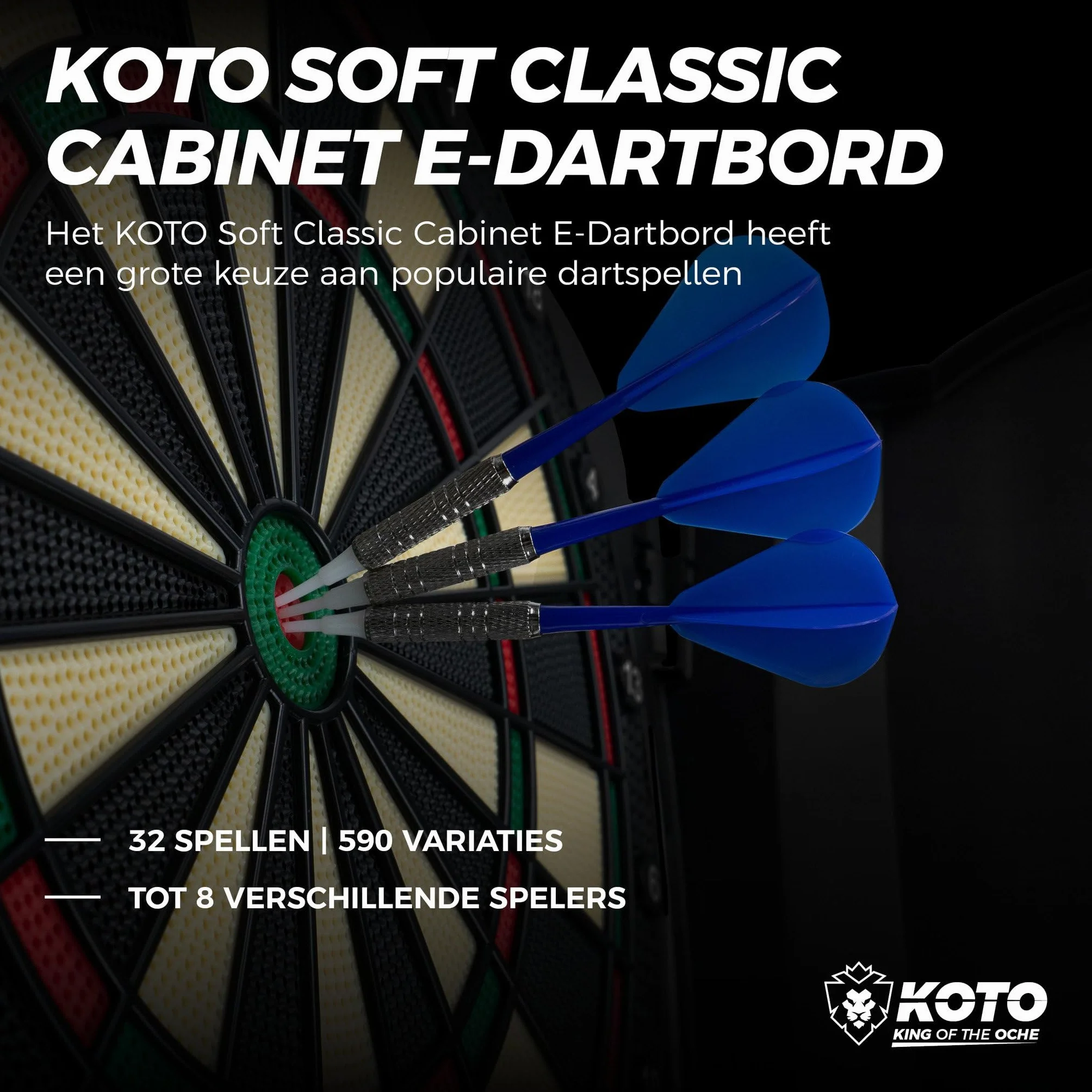 KOTO – Elektroniczna Tarcza Dart Classique Soft (39x1,5x43,3 cm), 6 Soft Dart, 32 Gry, 590 Wariantów, Dla Dzieci i Dorosłych