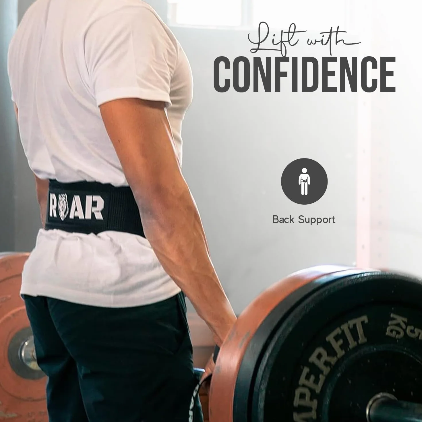 Roar® Pas lędźwiowy Gym, pas gimnastyczny dla mężczyzn i kobiet, pas do podnoszenia ciężarów, trójbój siłowy, podnoszenie ciężarów, kulturystyka, pas gimnastyczny dla mężczyzn, pas balastowy