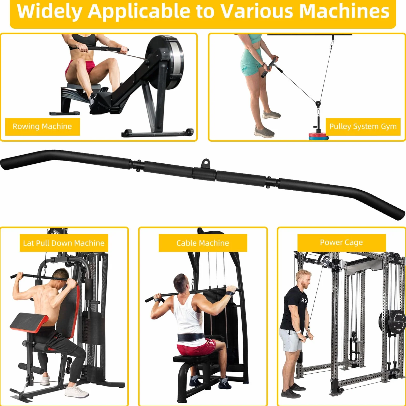 Lat Pull Down Bar, Obrotowy Prosty Bar Domowa Siłownia Kabel Maszyna Mocowanie Pulldown Biceep Tricep Bar