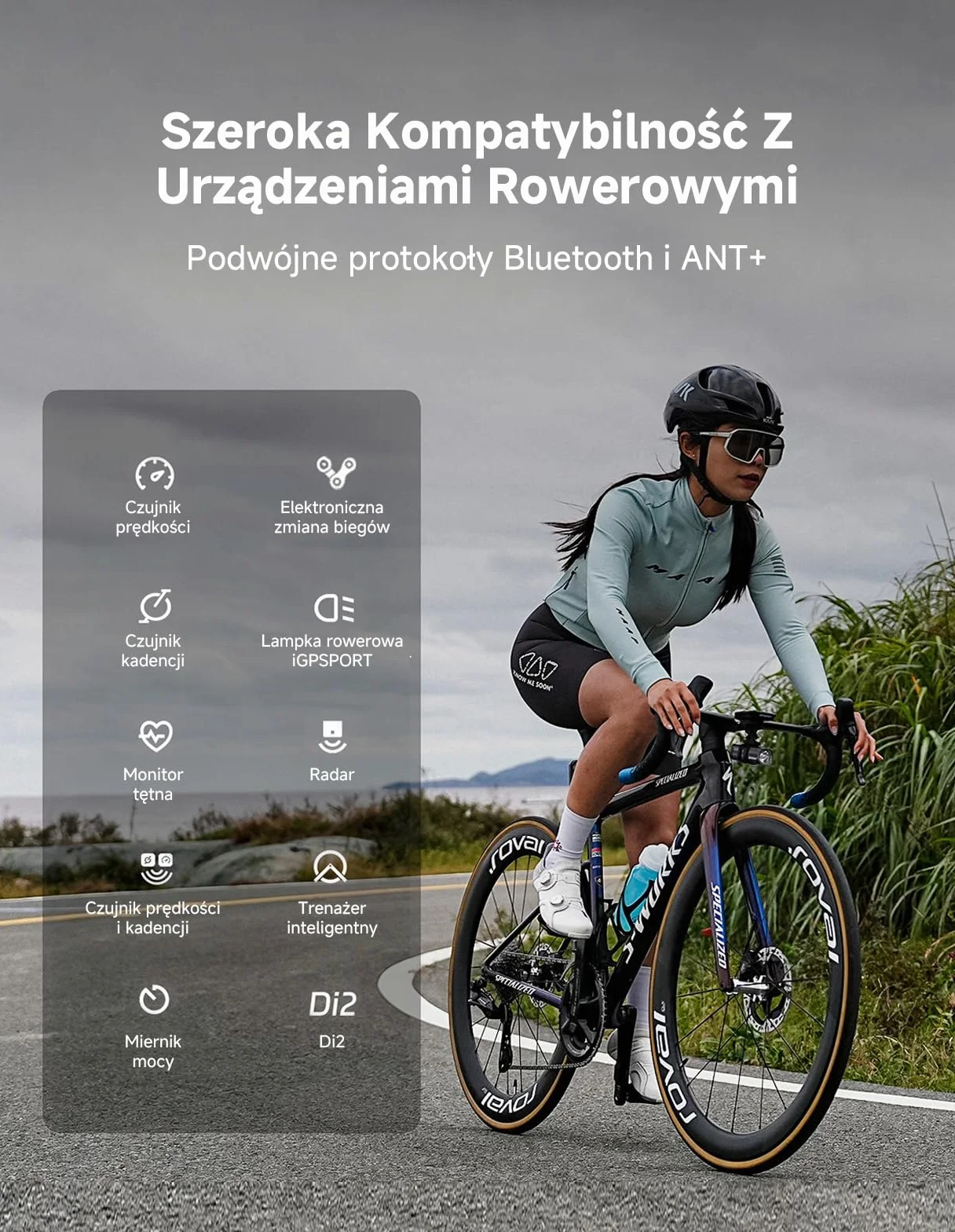 iGPSPORT BSC200S Licznik Rowerowy GPS, Kolorowy Ekran 2,4", IPX7, 100 Danych