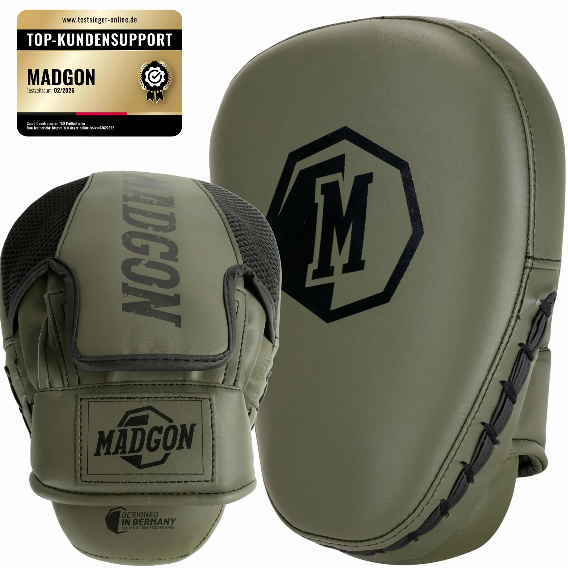 MADGON Tarcze Bokserskie Wysokiej Jakości, Optymalna Absorpcja Uderzeń – Wytrzymałe Tarcze do Boksu, Sztuk Walki, MMA i Kick-Boxingu - Idealne do Uderzania i Kopania – 1 Para – z Torbą