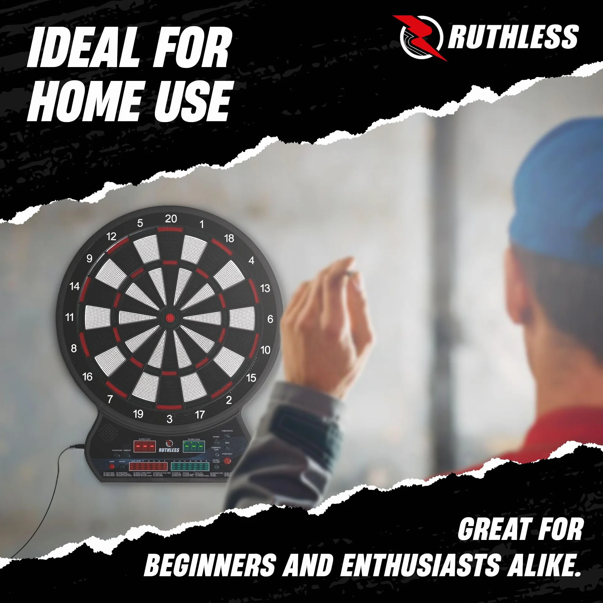 Ruthless R600 Electonic Dartboard Miękka końcówka 8 graczy 27 gier