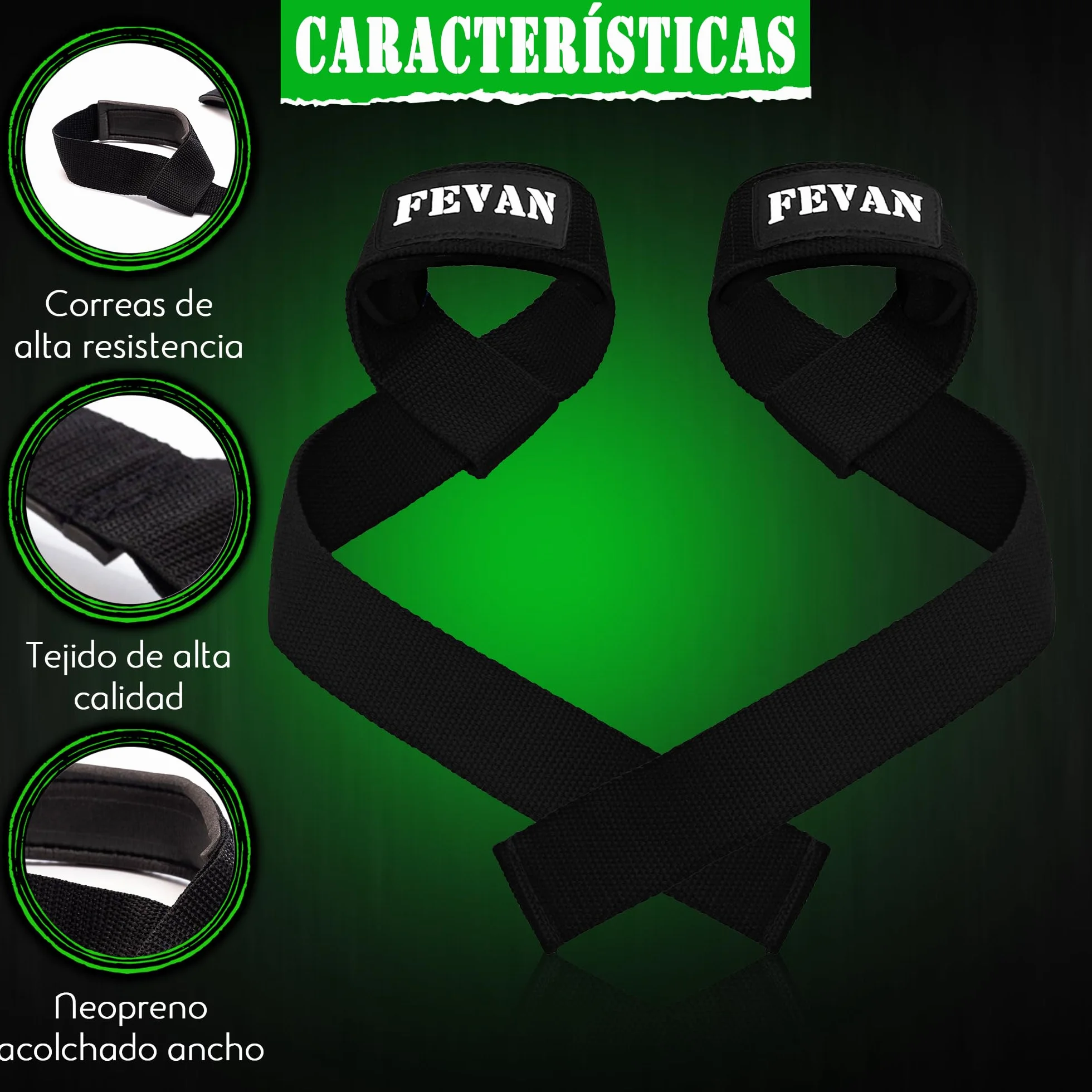 FEVAN Straps Gym - Podnoszenie ciężarów - Paski do podnoszenia ciężarów - Podnoszenie ciężarów - Chwyt Siłowni - Paski do podnoszenia ciężarów dla kobiet i mężczyzn