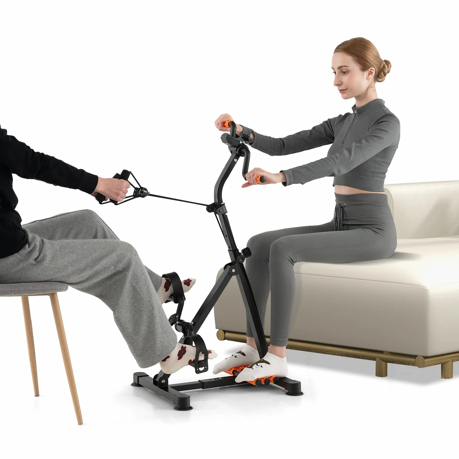 KOMFOTTEU Rower Treningowy dla Seniorów z Masażem, Regulowaną Wysokością i Oporem, Wyświetlacz LCD