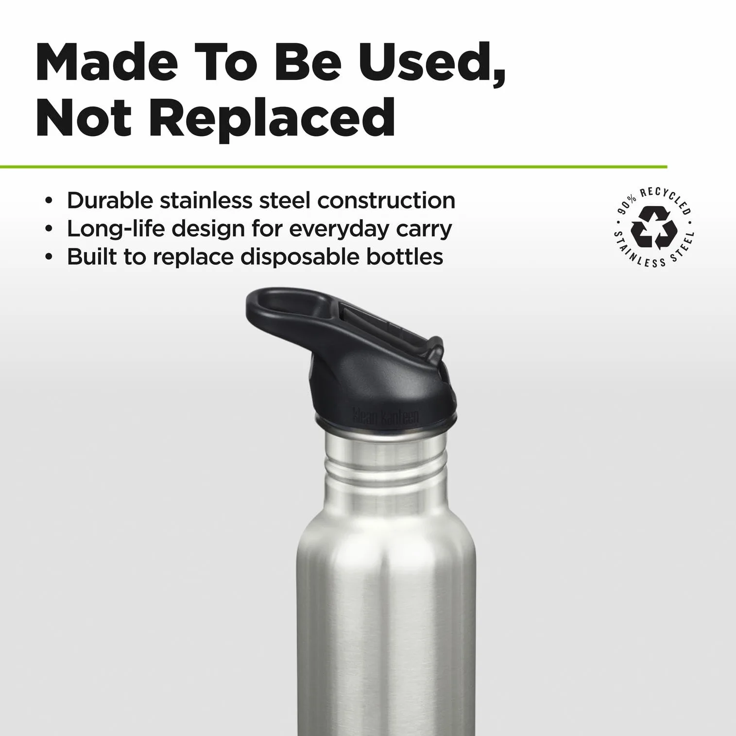 Klean Kanteen 1011186 butelka na napoje rowerowe Classic Narrow (Flip Sport) z zamknięciem ze stali nierdzewnej w kolorze szczotkowanej stali nierdzewnej o pojemności 532 ml