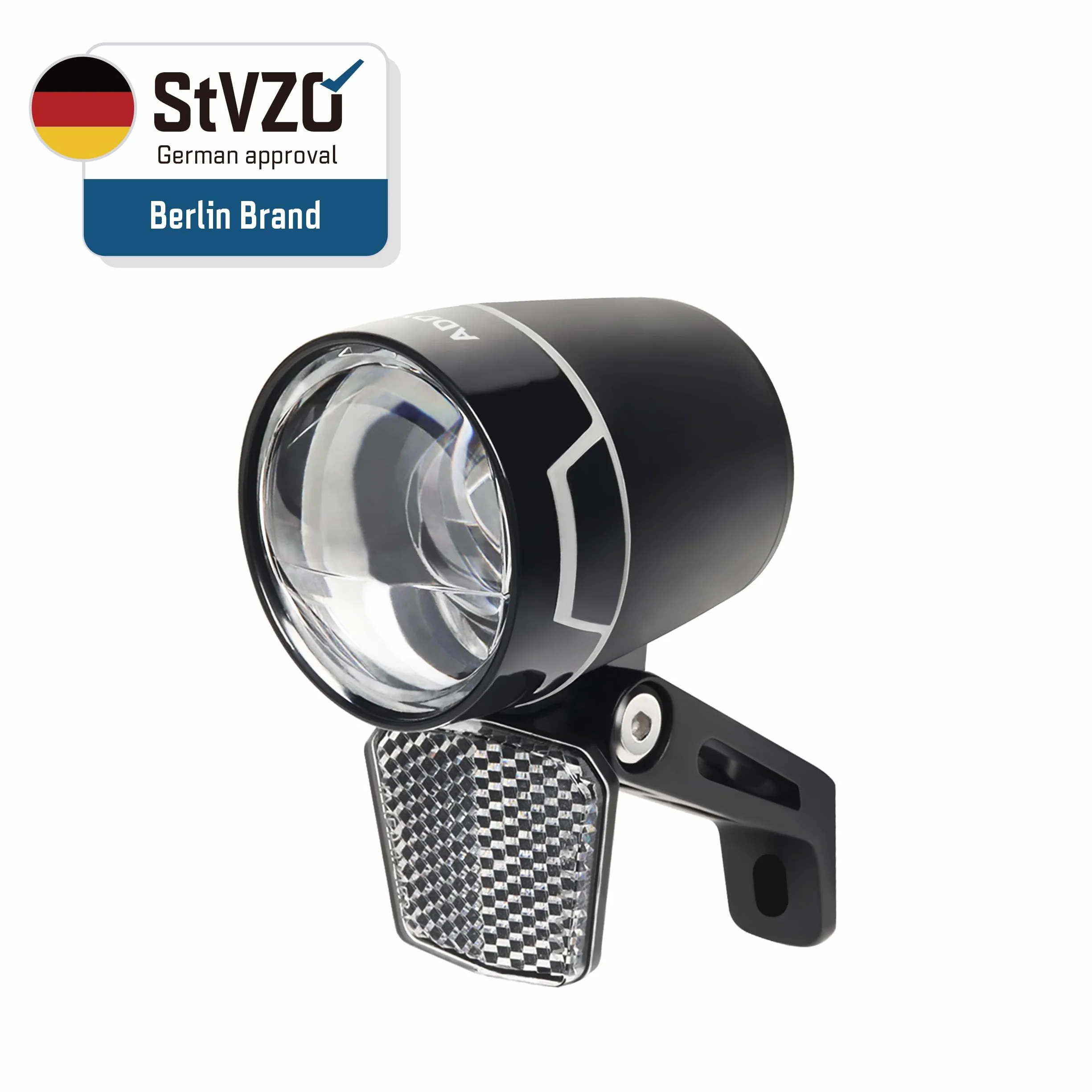 ADDVIEW Światło rowerowe 80 Lux Nova M80 – dynamo przednie światło ze światłem do jazdy dziennej, światło postojowe, aluminiowa obudowa, dopuszczone do ruchu drogowego (obowiązują przepisy lokalne