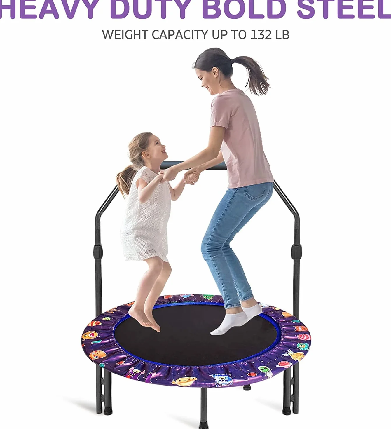 Trampolina dla dzieci, 36 cali, mini trampolina dla dzieci z regulowanym uchwytem, trampolina dla dzieci z wyściełaną osłoną bezpieczeństwa, trampolina do skakania wewnątrz lub na zewnątrz