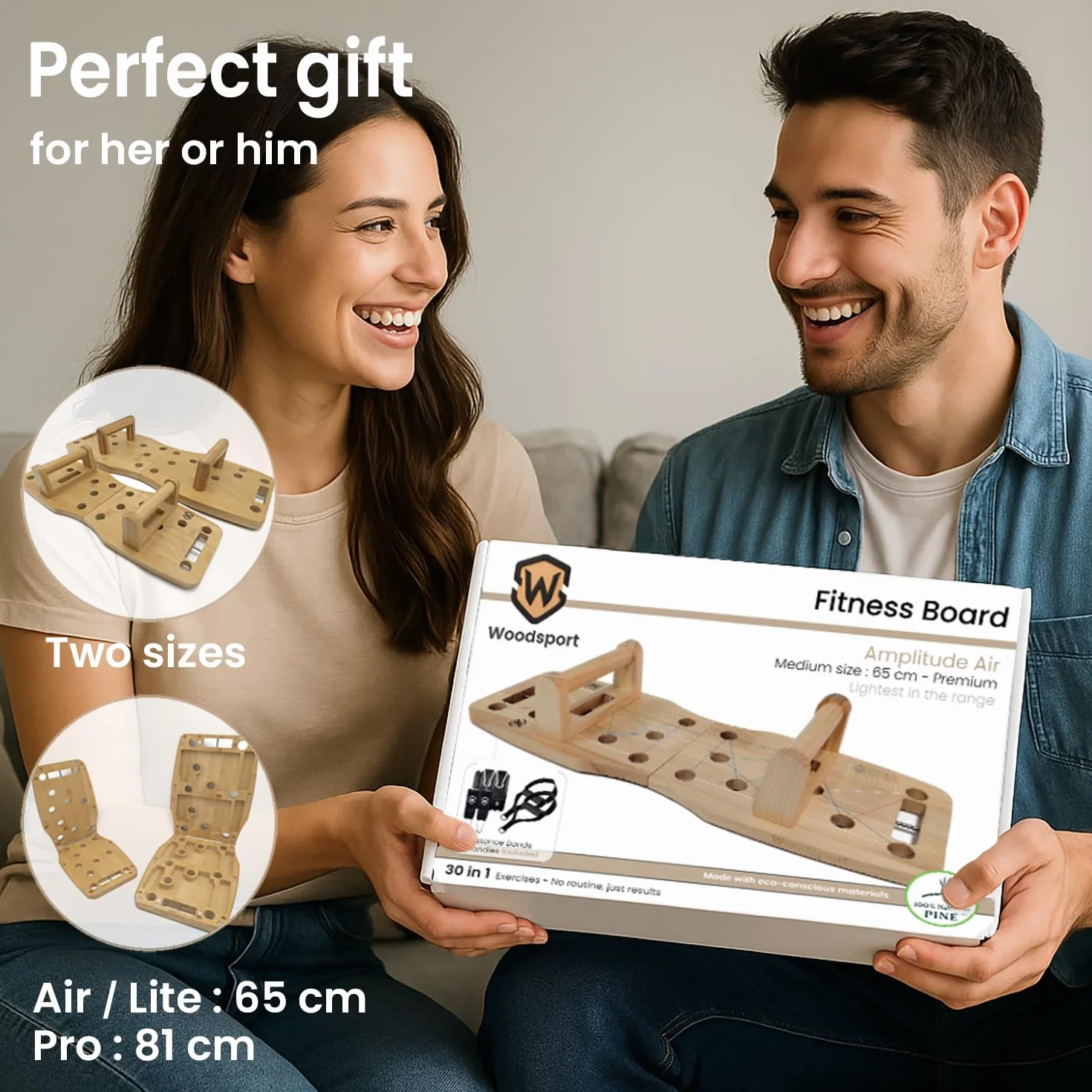 Składana deska do pompowania Air Premium z drewna sosnowego 65 cm rodzinny zestaw 30 w 1
