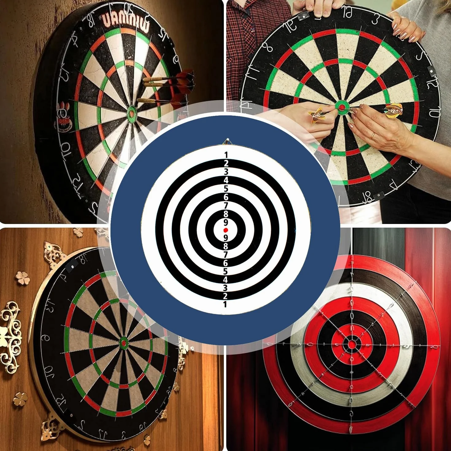 Dart Catchring Surround, pierścień do łapania darta, służy do ochrony ścian wokół tarczy, 4 części, niebieska