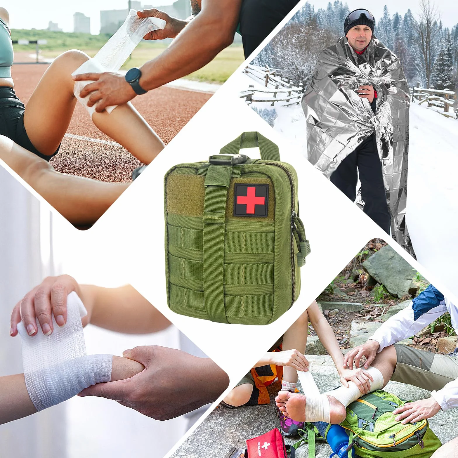 Zestaw pierwszej pomocy Outdoor, 46 sztuk First Aid Kit Military, Zestaw pierwszej pomocy Trauma Set, Zestaw survivalowy First Aid Kit, Medyczna torba taktyczna, na outdoor camping, polowanie