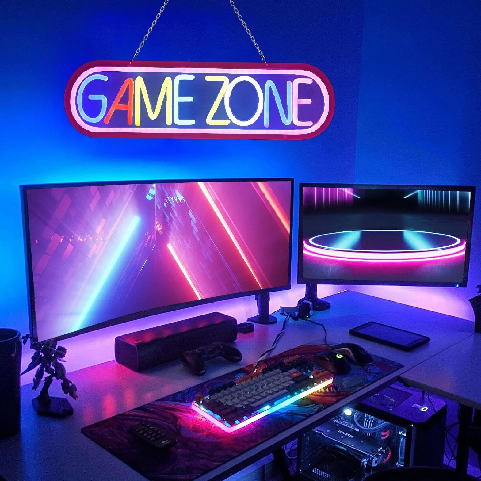 Neonowa tabliczka LED do strefy zabaw, kolorowe neonowe światło dekoracyjne na ścianę z USB