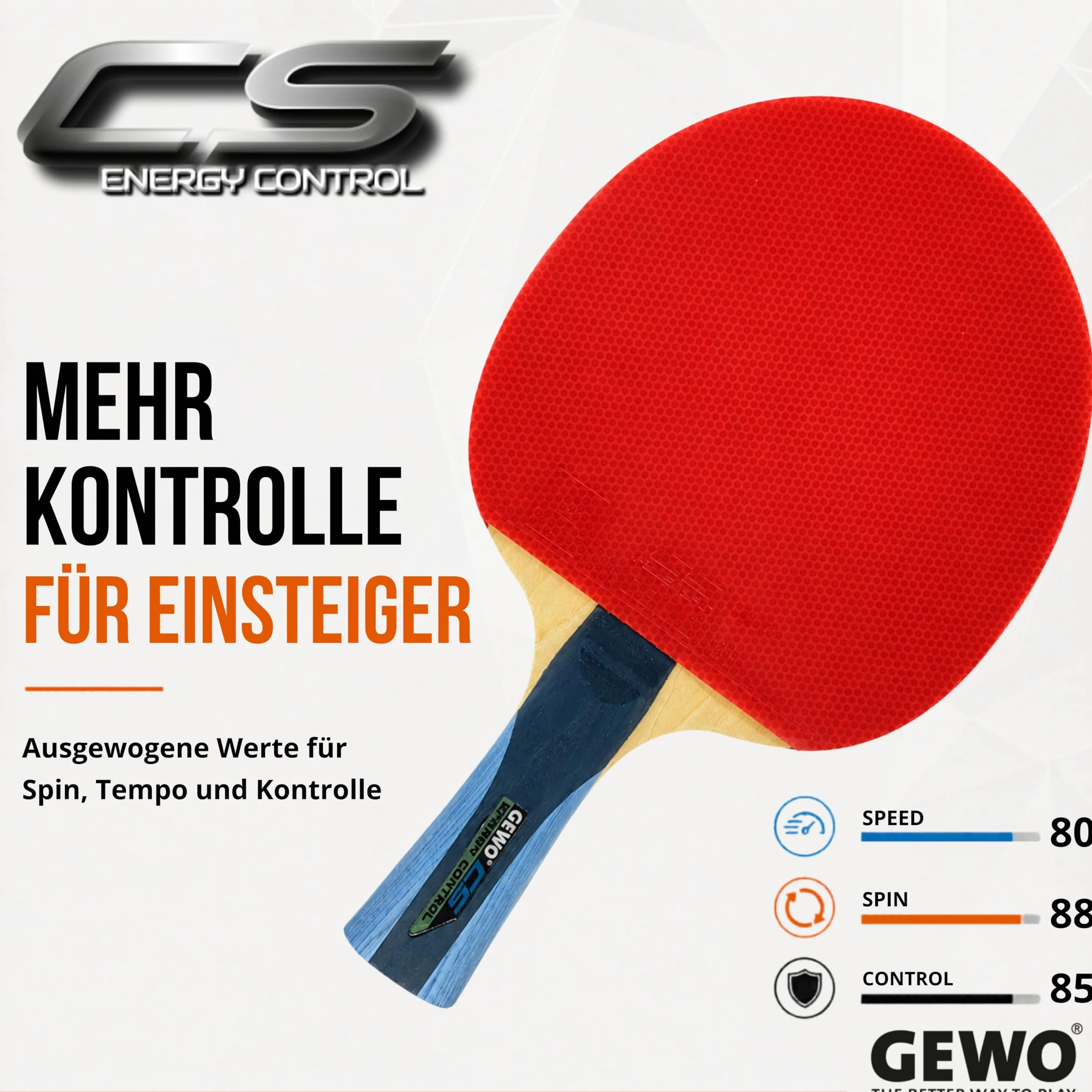 GEWO CS Energy Control rakieta do tenisa stołowego wklęsła szara niebieska