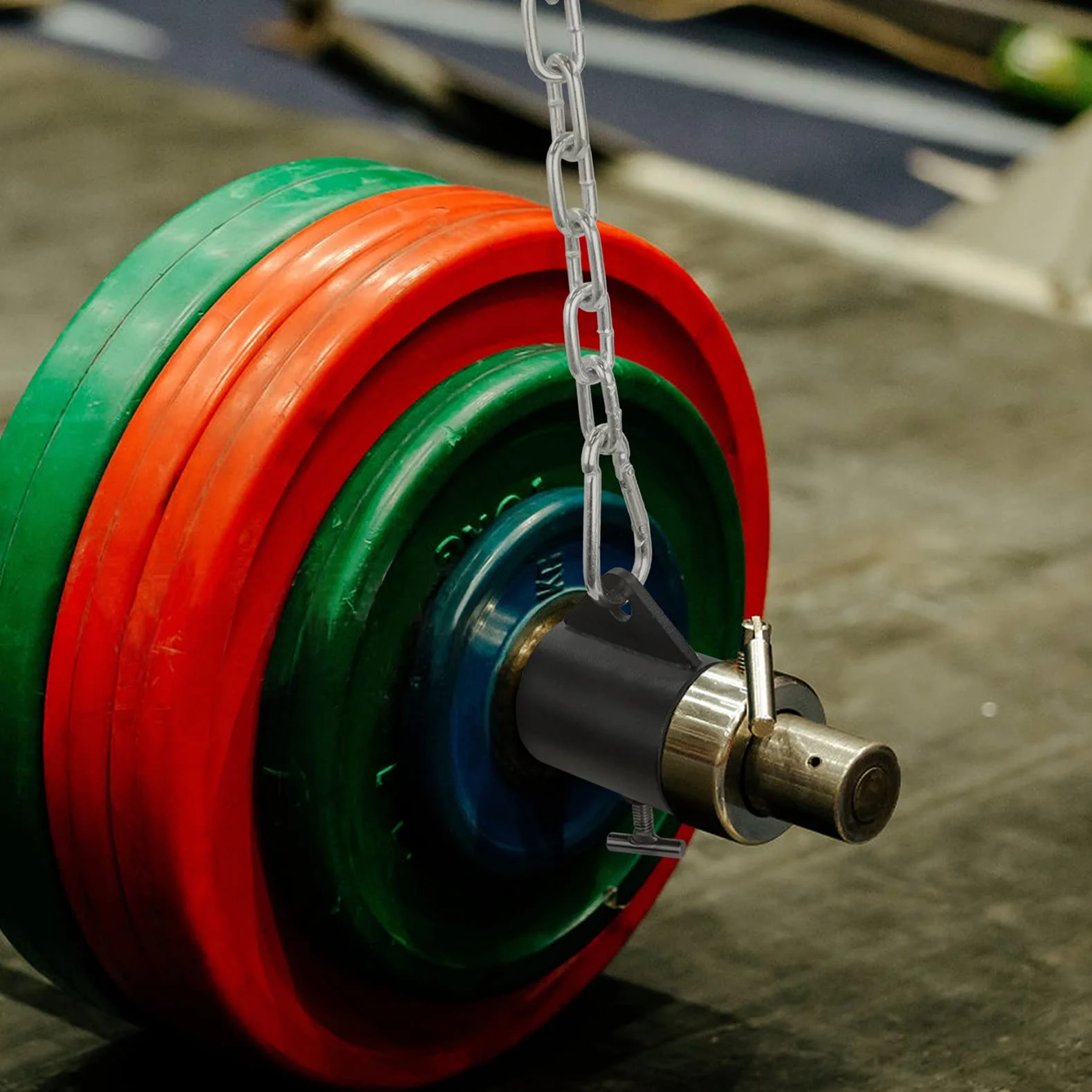 Aoneky Platforma rzędowa w kształcie litery T 5 cm mocowanie oczka z łańcuszkiem regulowany kołnierz olimpijski do pojedynczego uchwytu D Triceps Lat Pull Down Bar