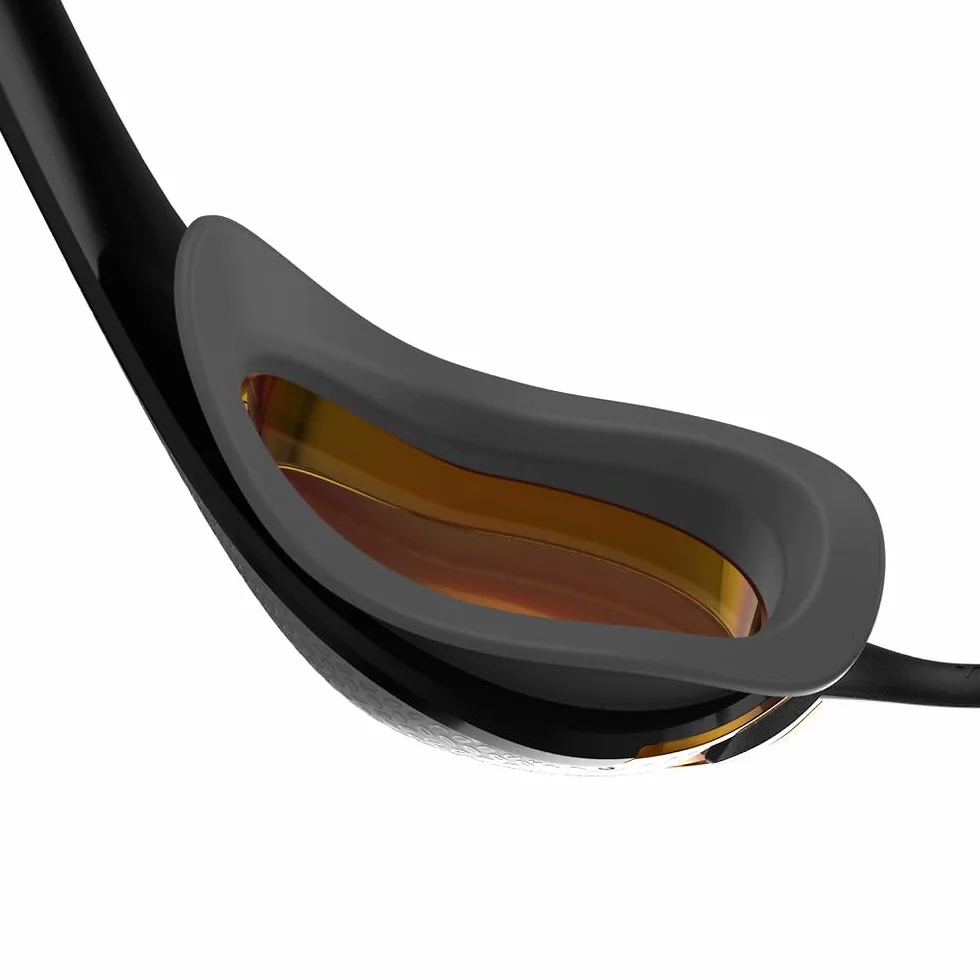 Speedo Unisex okulary do pływania dla dorosłych Fastskin Pure Focus, okulary do zawodów, ochrona przed zaparowaniem, wodoszczelne, czarne/pomarańczowo-złote, rozmiar uniwersalny
