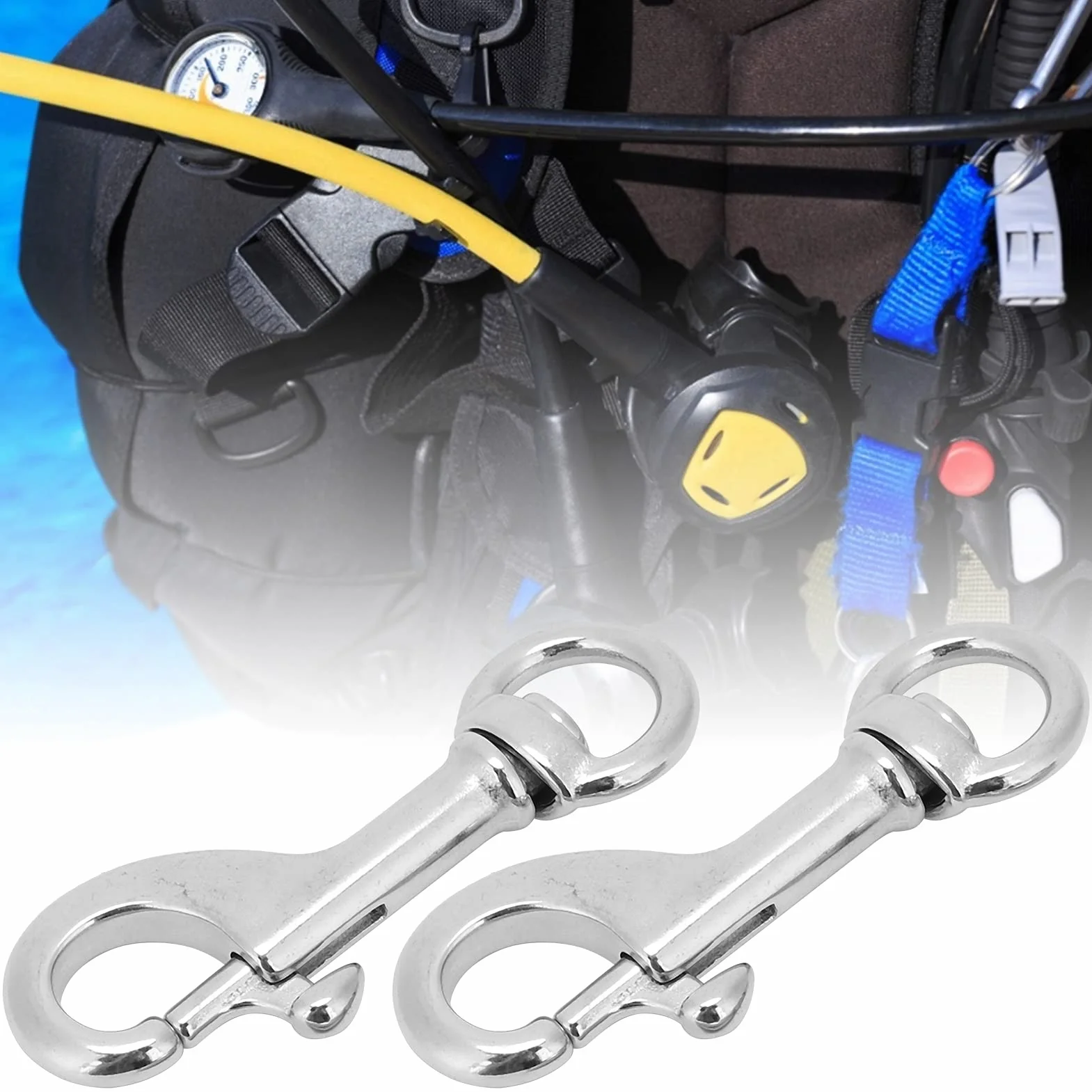 2 Szt.Haczyki do Nurkowania Karabińczyk Wspinaczkowy 316 ze Stali Nierdzewnej Heavy Duty Link Hook Brelok