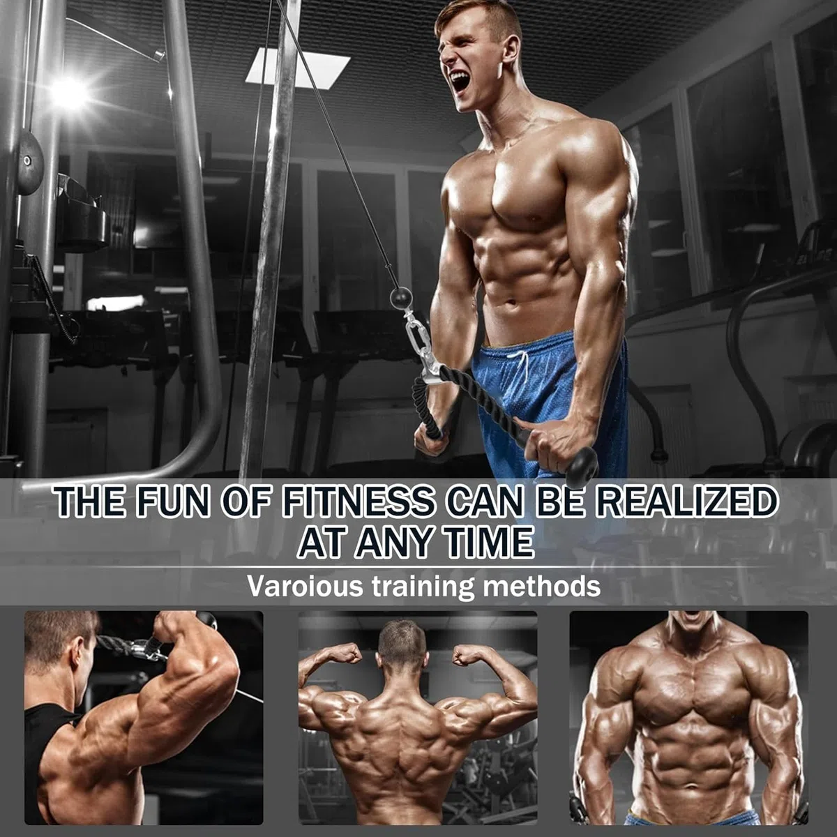Trening siłowy ramion, tricepsów, trener przedramion, przyrząd treningowy DIY, sprzęt fitness do domu, sprzęt sportowy, koło pasowe, maszyna kablowa