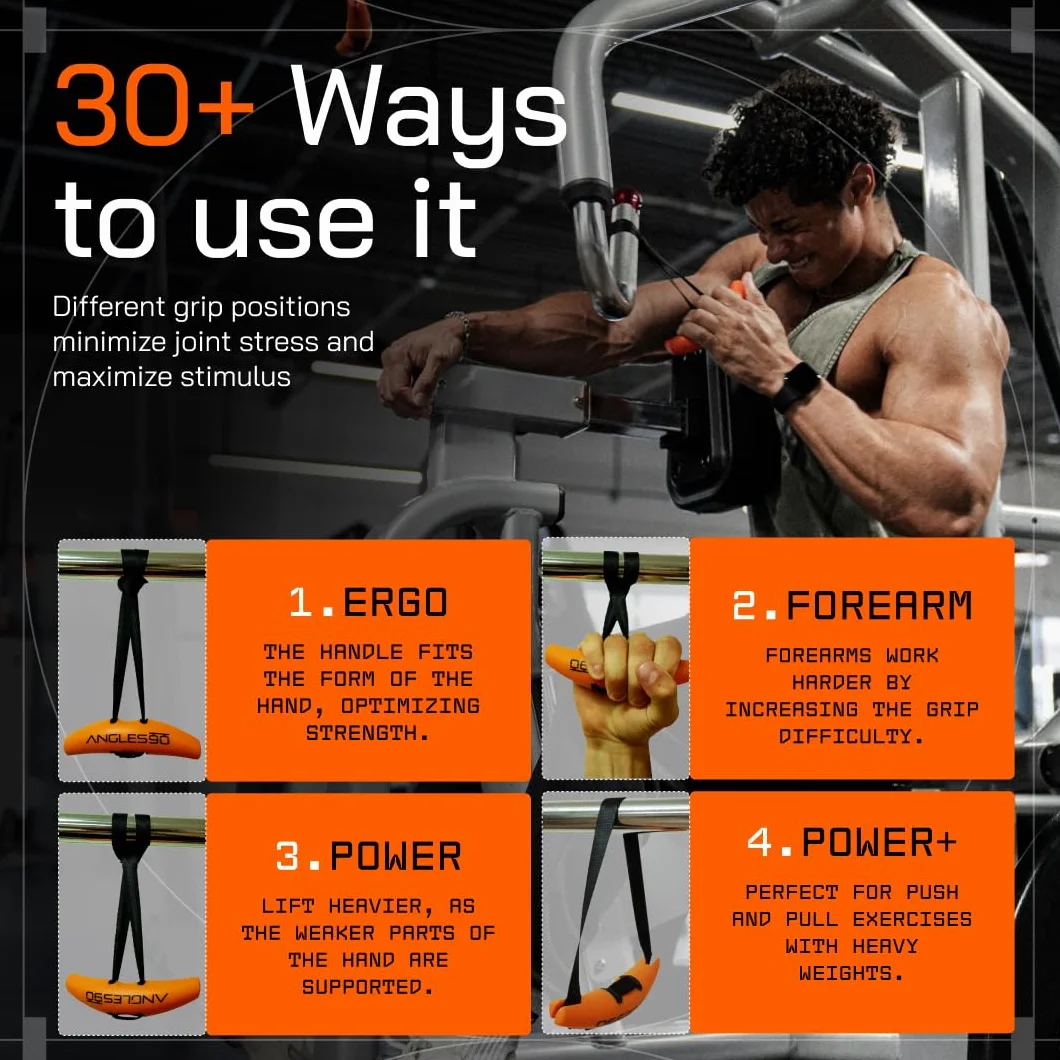 Angles90 Grips – dynamiczne uchwyty fitness do mocowania na drążkach do podciągania, długich hantlach, maszynach do podciągania, maszynach wioślarskich, wciągarkach kablowych i maszynach siłowych –