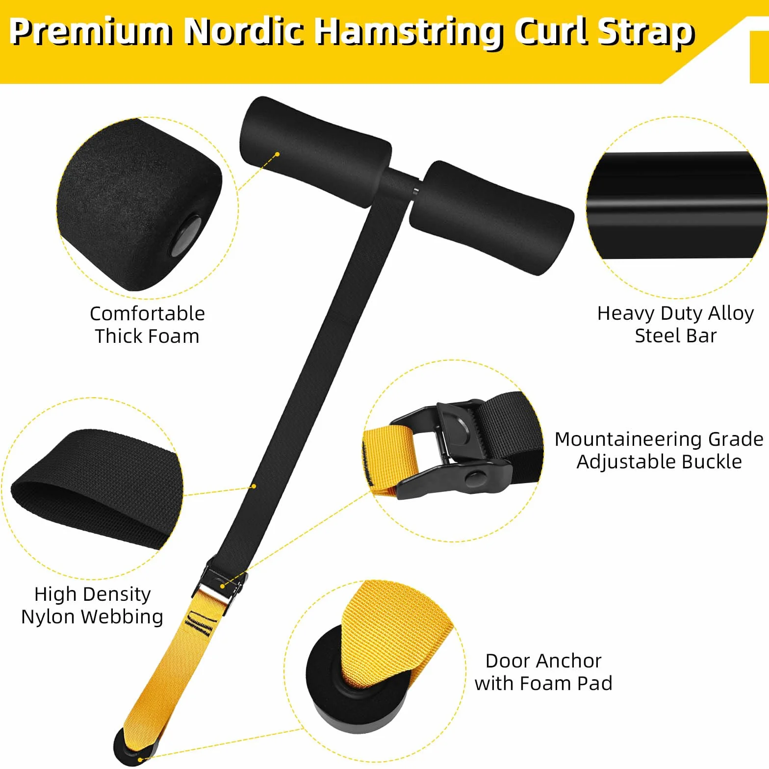 Regulowany Nordic Curl Pasek do Ćwiczeń Ścięgien Podkolanowych