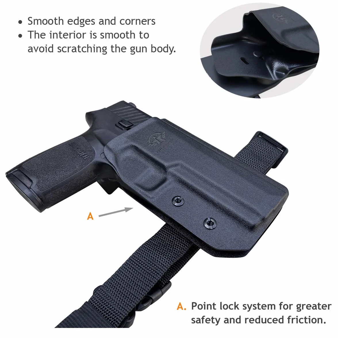 P320 Kabura OWB Kydex for Sig Sauer P320 Carry / P320 Full Pistol Case - Zewnątrz pasa Carry / 1.5-2 Inch Belt Clip With Leggings - Adj. Szerokość Wysokość & przechyłka, Poszerzone wejście