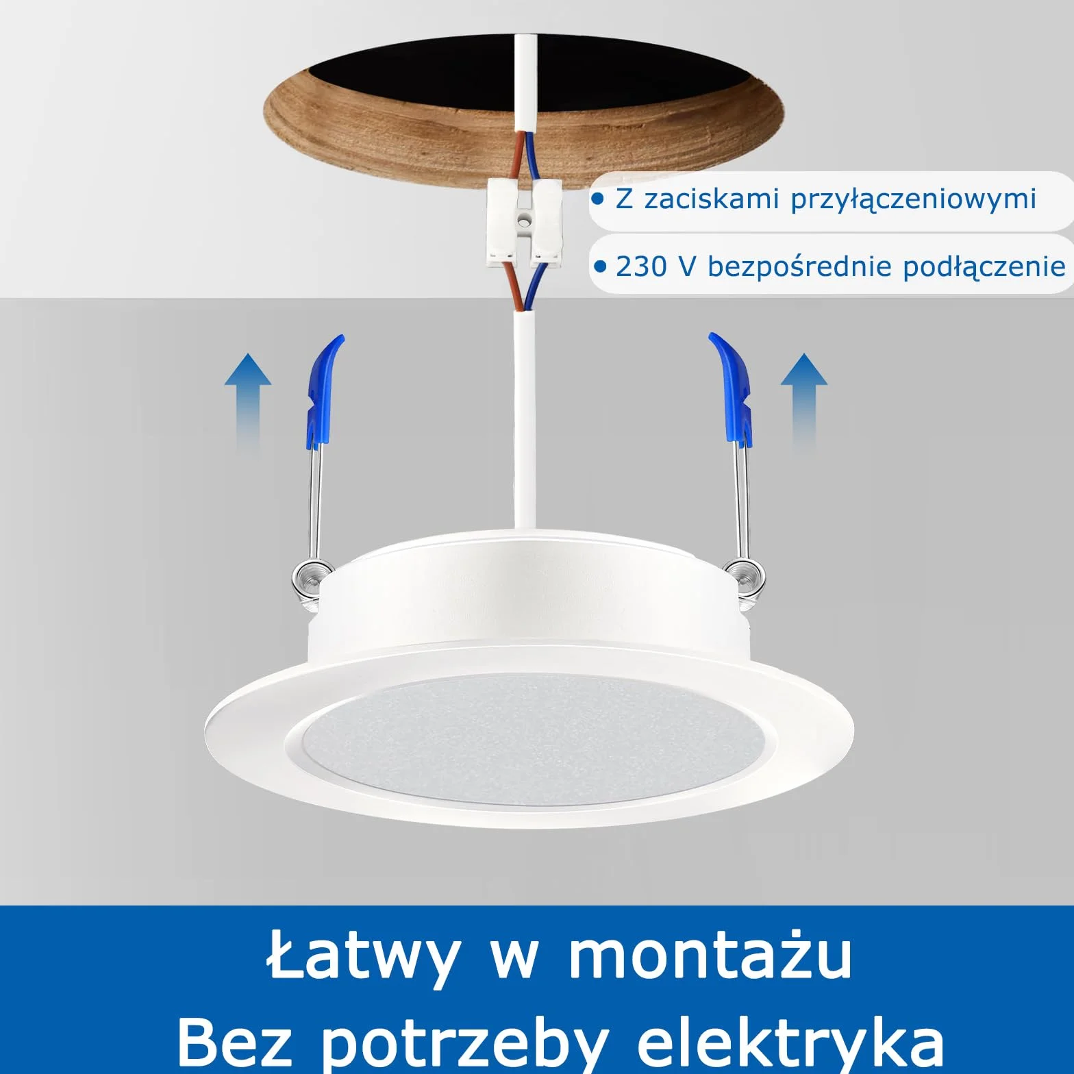 Reflektory LED Wpuszczane Sufitowe 4000K IP44 5W 400lm 220-240V Otwór 68mm Zestaw 20 Sztuk