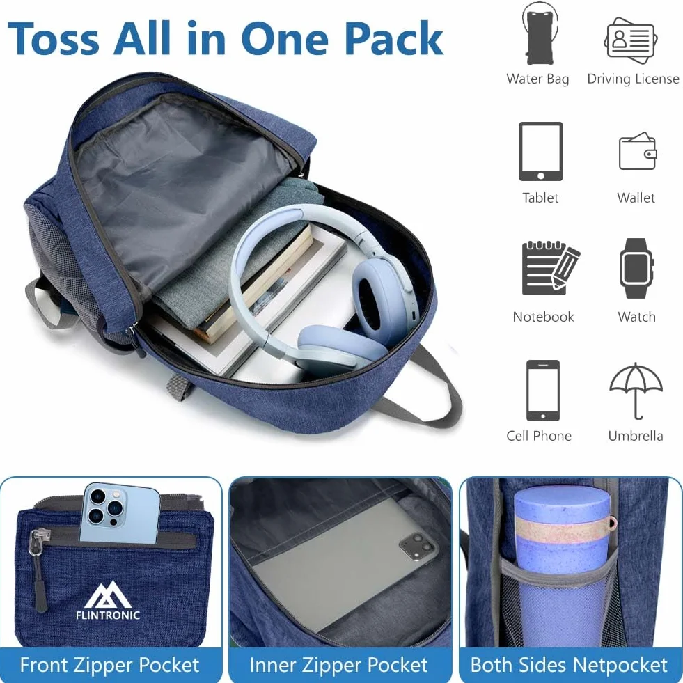 flintronic Składany mały plecak, ultralekki plecak 20 l, składany plecak turystyczny, plecak unisex, wodoodporny plecak podróżny na co dzień do uprawiania sportu na świeżym powietrzu jazdy na rowerze