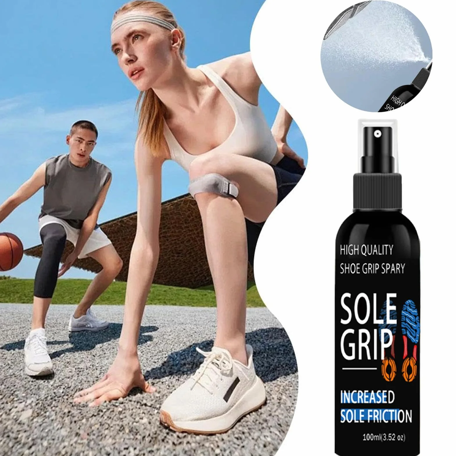 Basketball Shoe Grip Spray Anti-Slip Traction Enhancer for Sneakers