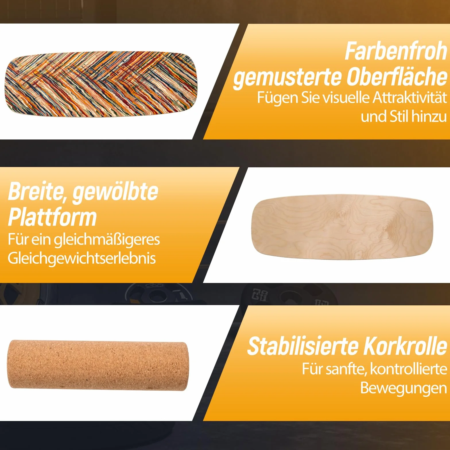 COSTWAY Deska balansowa z drewna brzozowego, 14 mm deska do poruszania się + rolka korkowa 10 mm, trenażer równowagi z certyfikatem FSC, obciążenie do 100 kg, deska do balansowania dla dzieci i